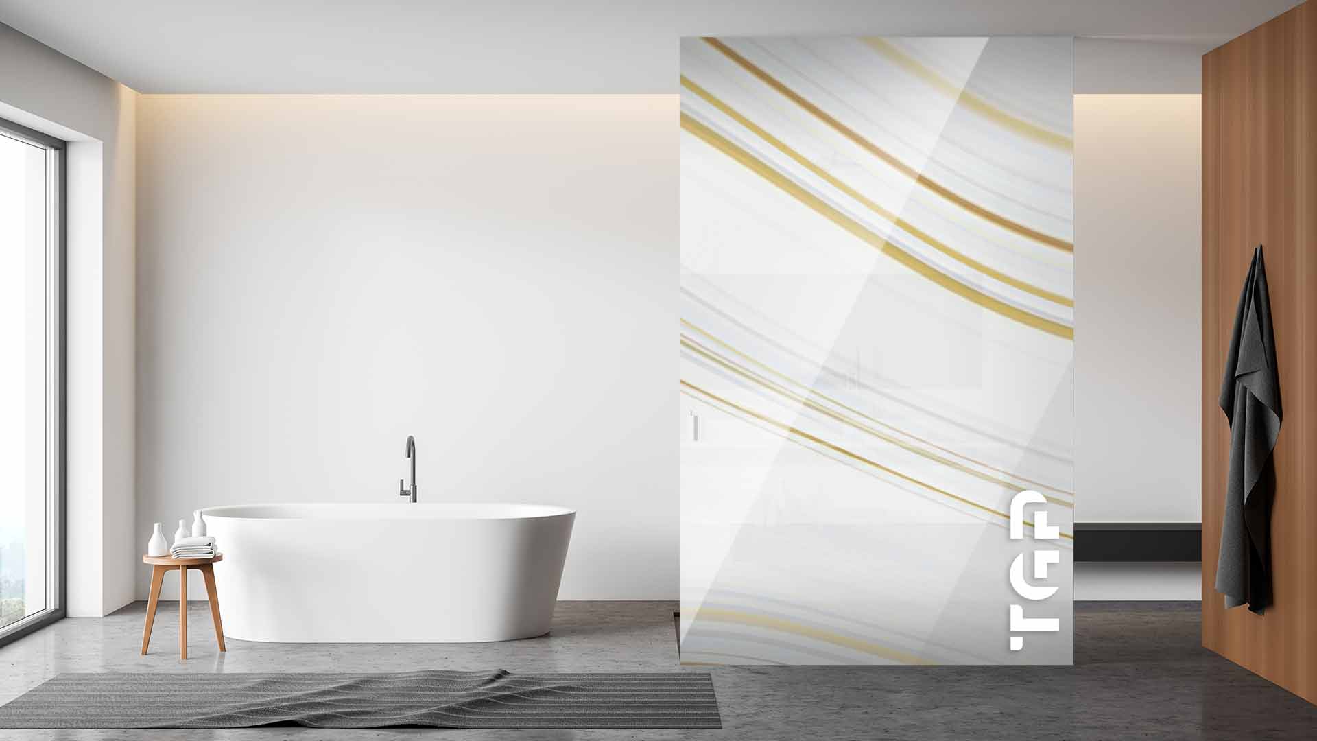 MRB013 Printed glass shower screen