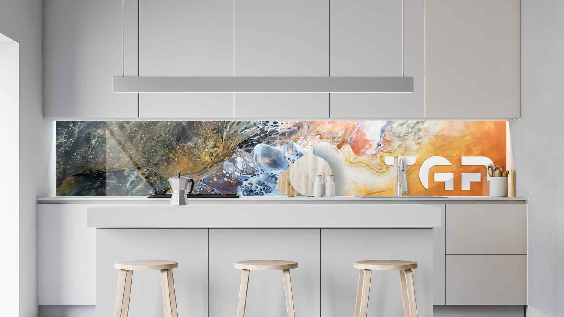 MRB016 kitchen printed glass countertop