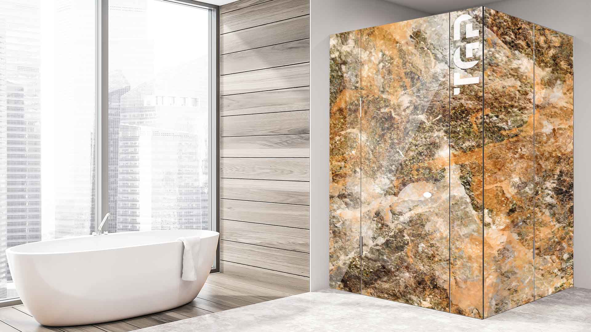 MRB017 printed glass shower enclosure