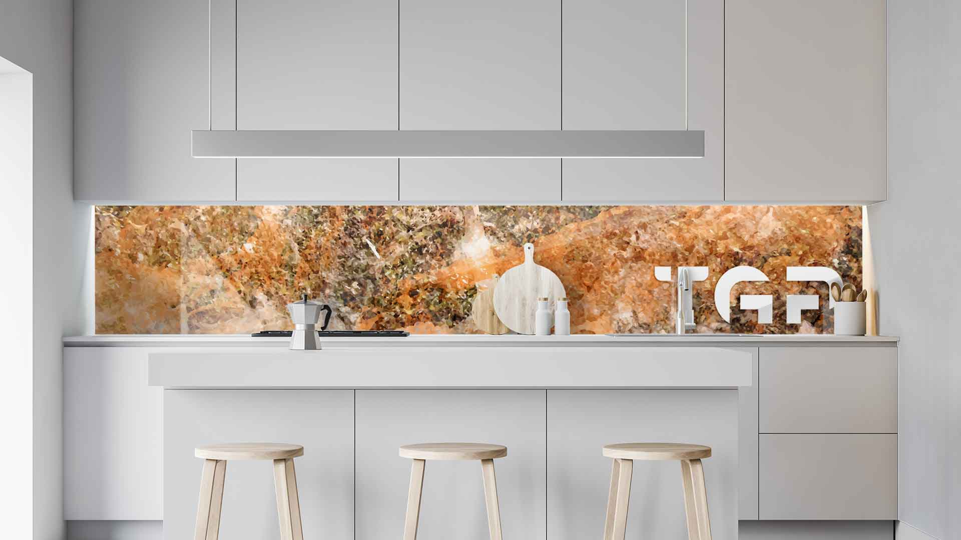 MRB017 kitchen printed glass countertop