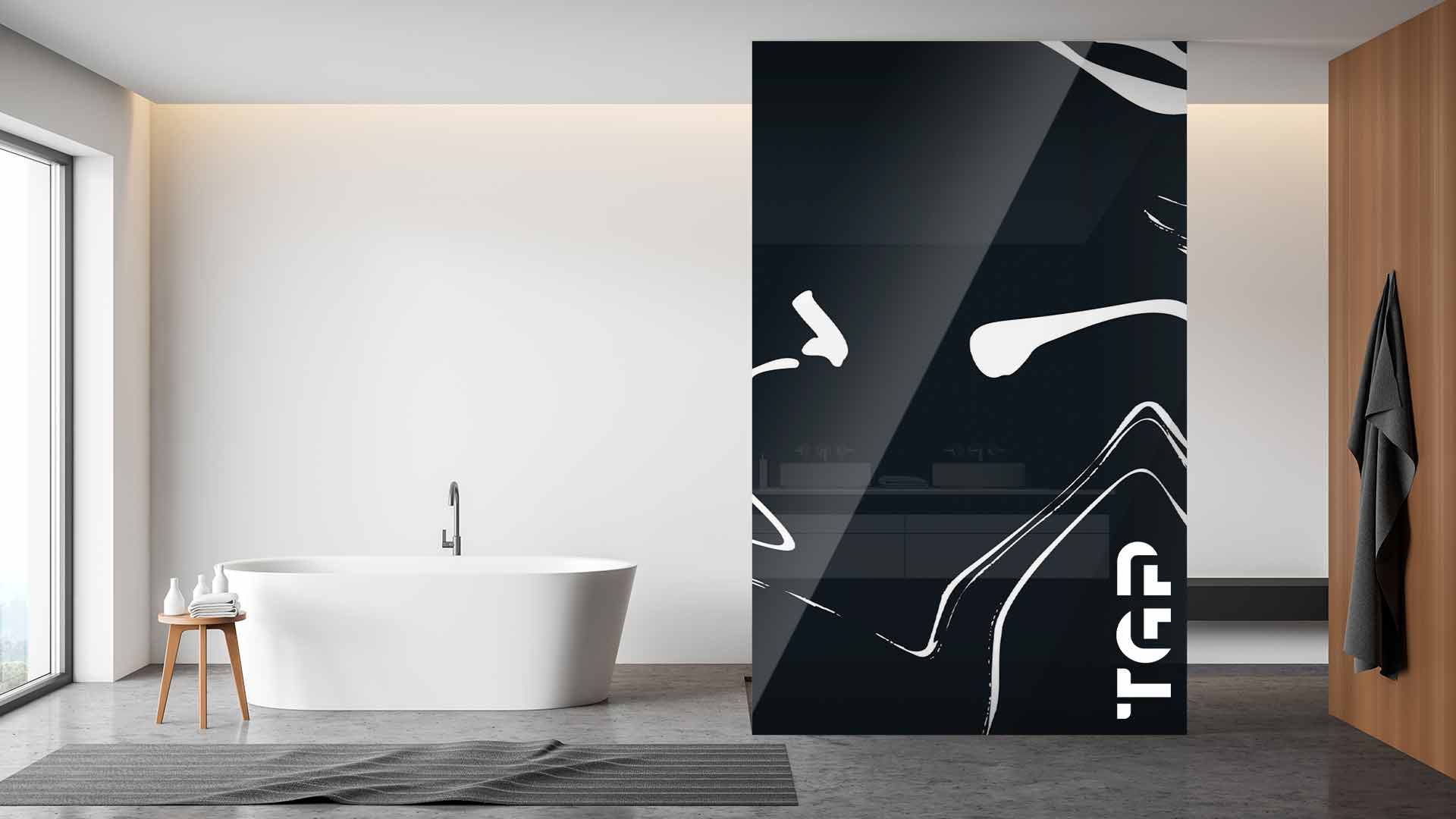 MRB019 Printed glass shower screen