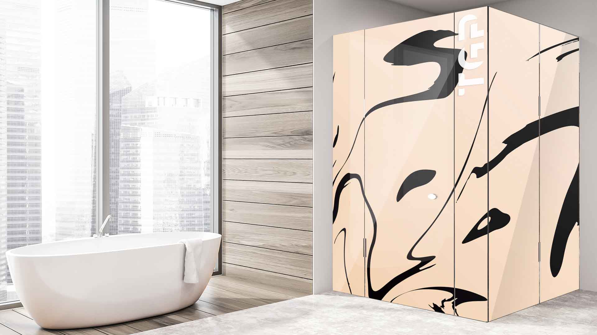 MRB020 printed glass shower enclosure