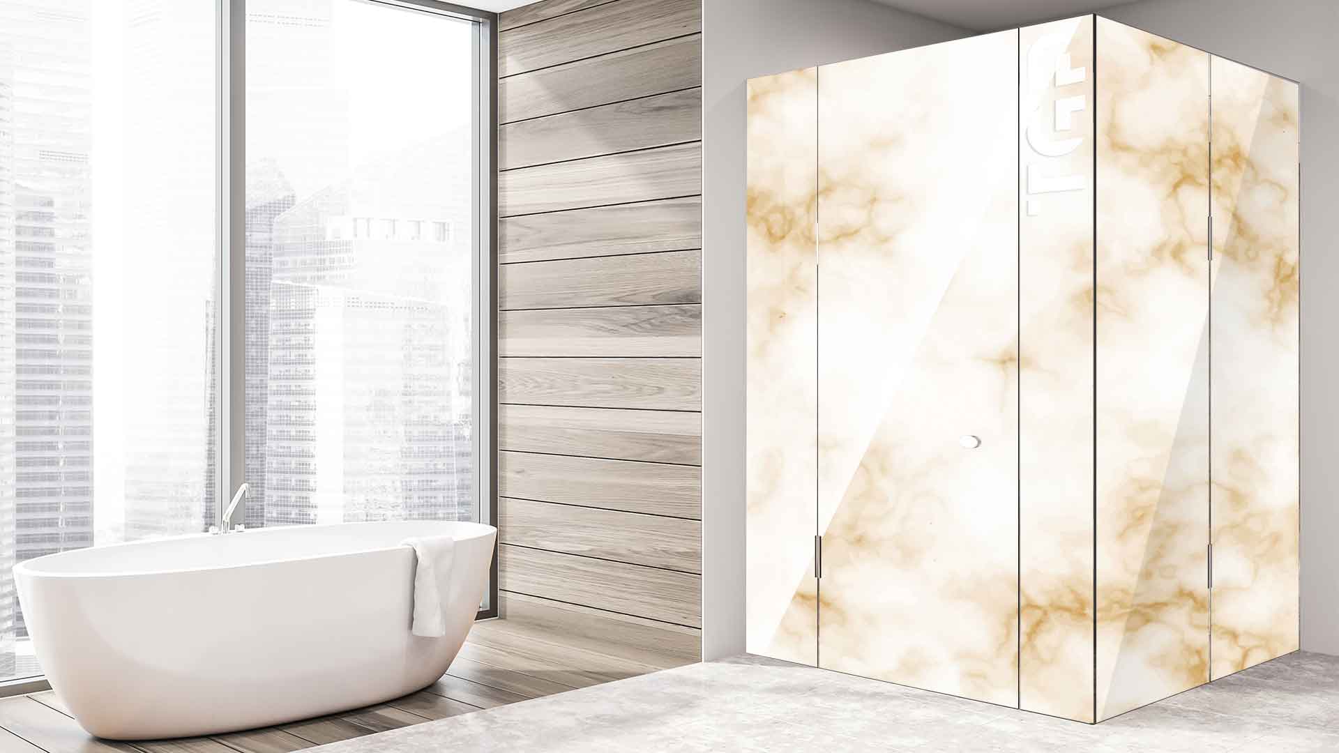 MRB022 printed glass shower enclosure