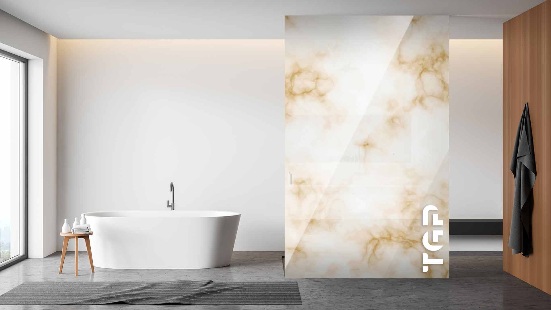 MRB022 Printed glass shower screen