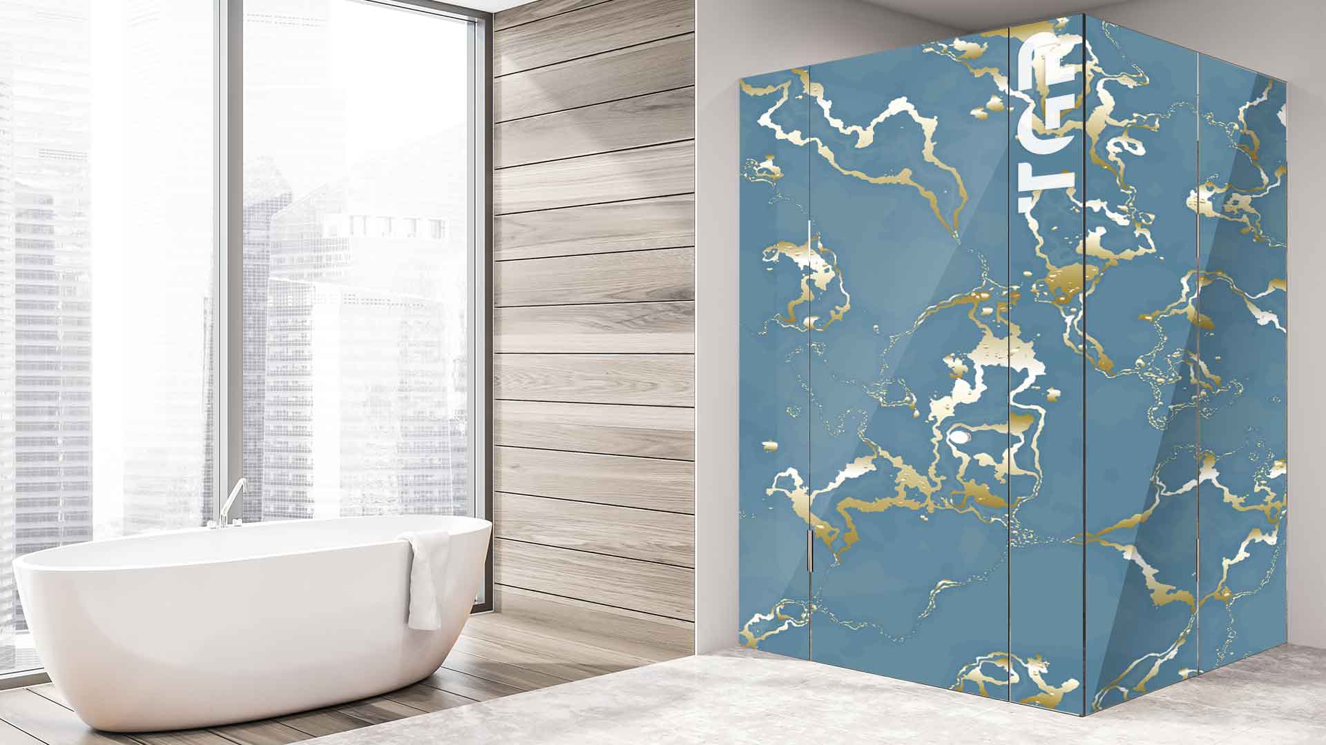 MRB027 printed glass shower enclosure