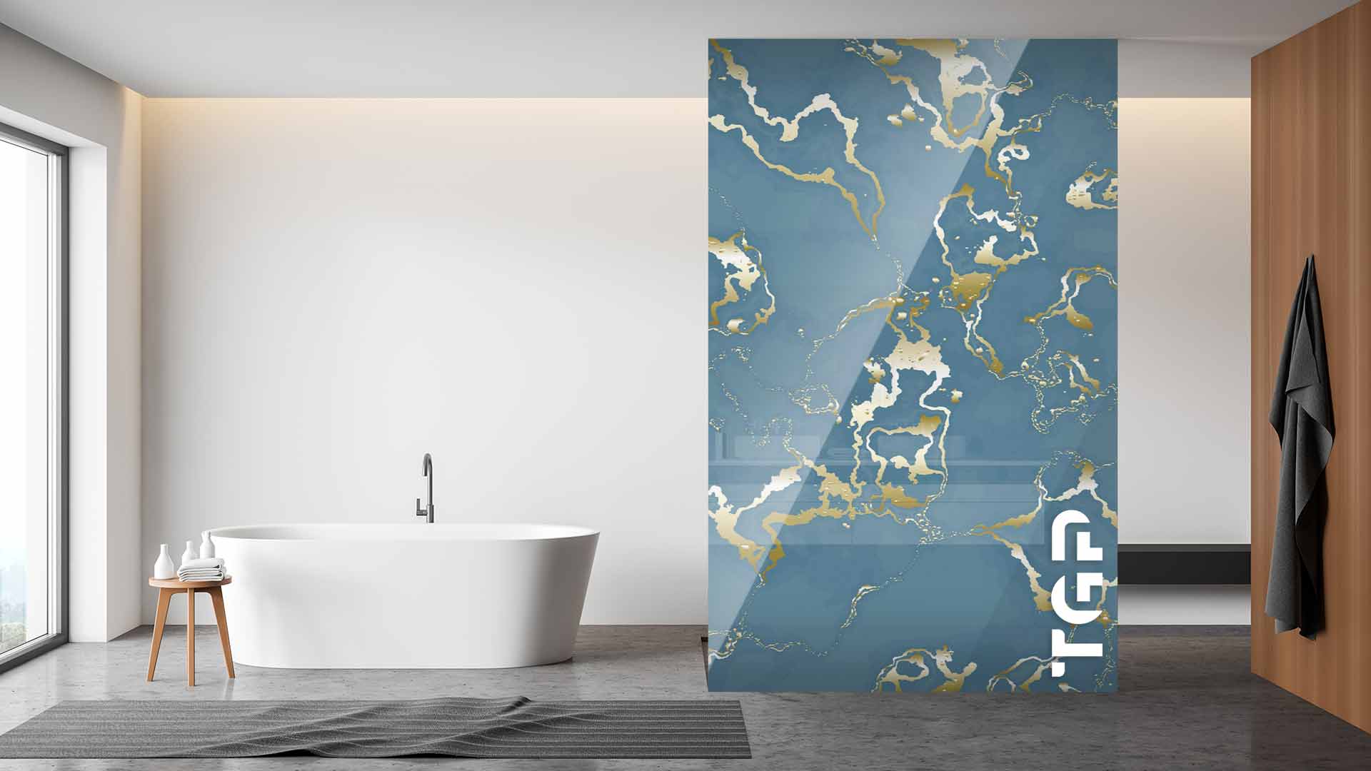 MRB027 Printed glass shower screen