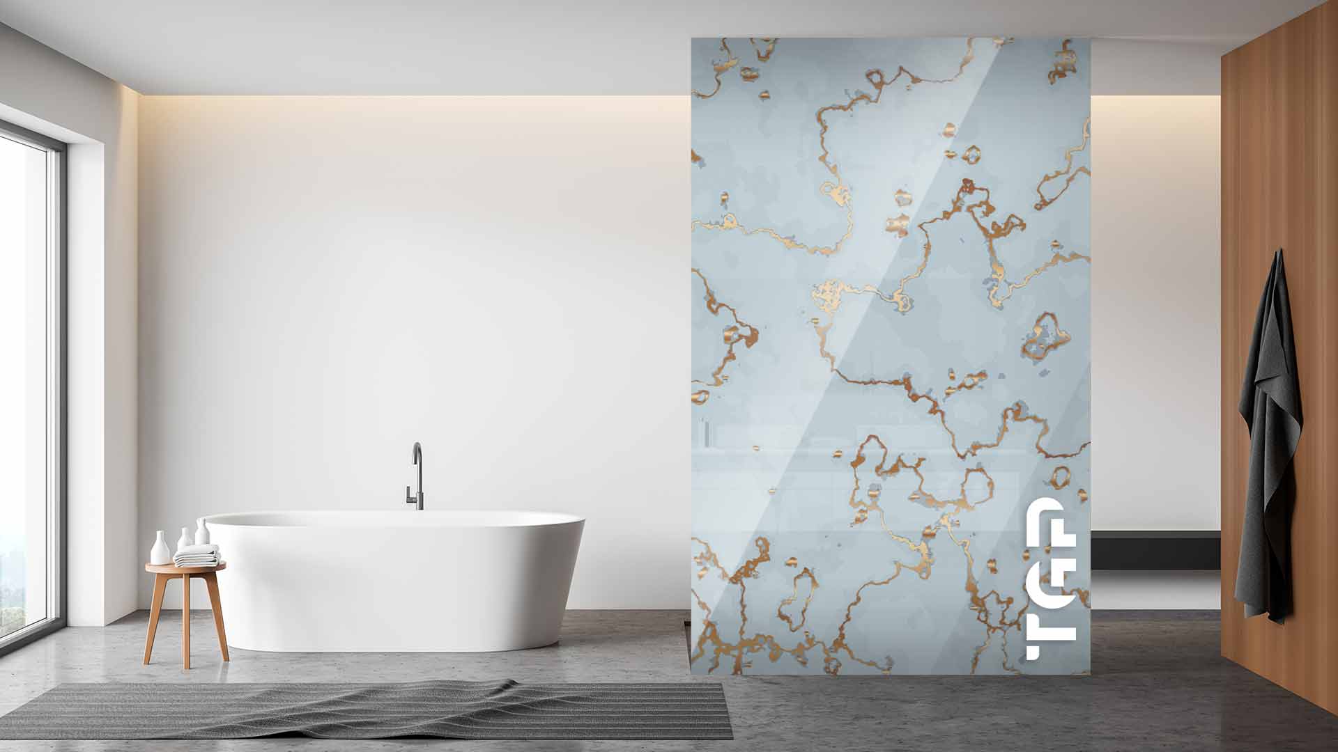 MRB028 Printed glass shower screen