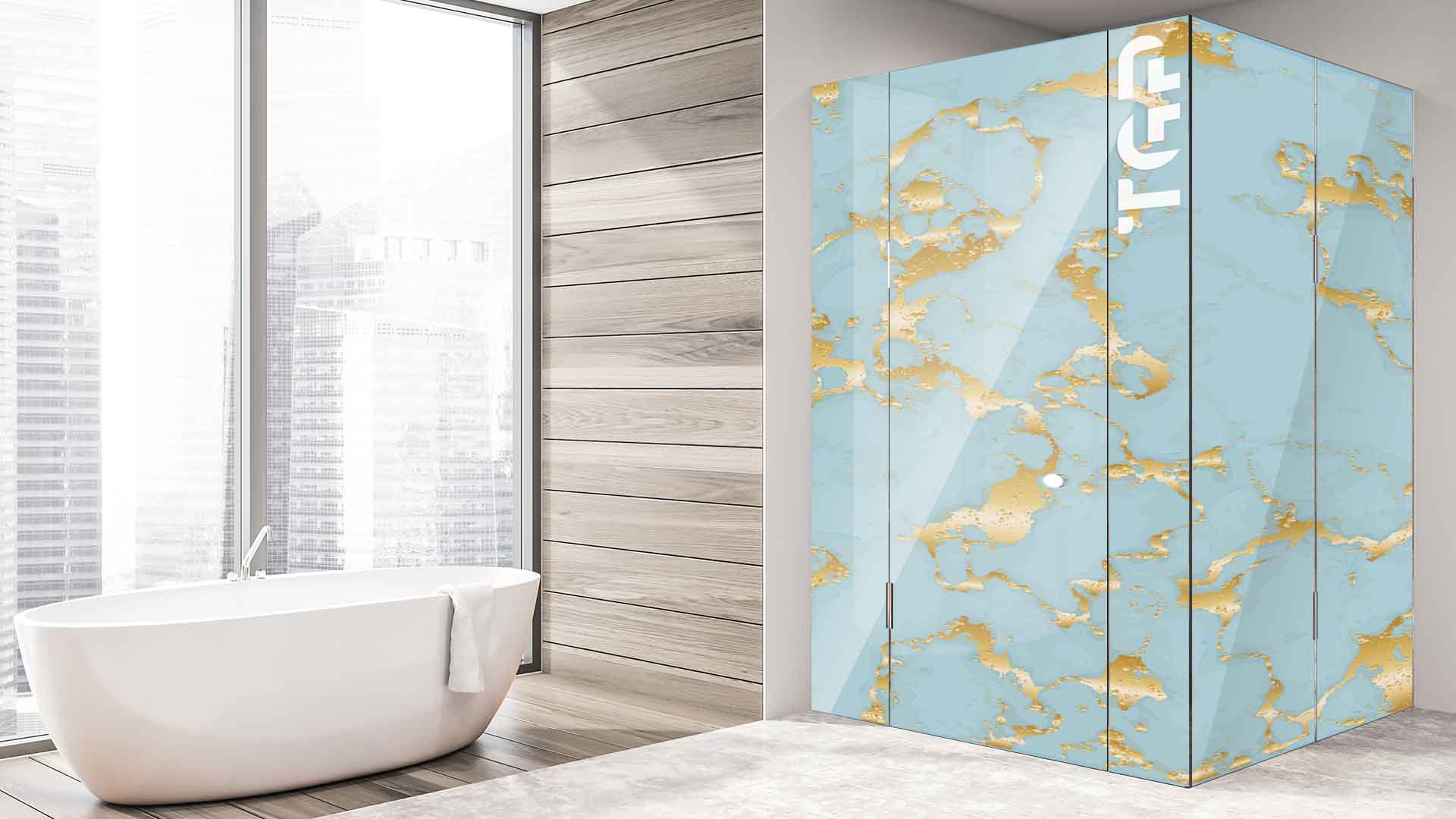 MRB029 printed glass shower enclosure