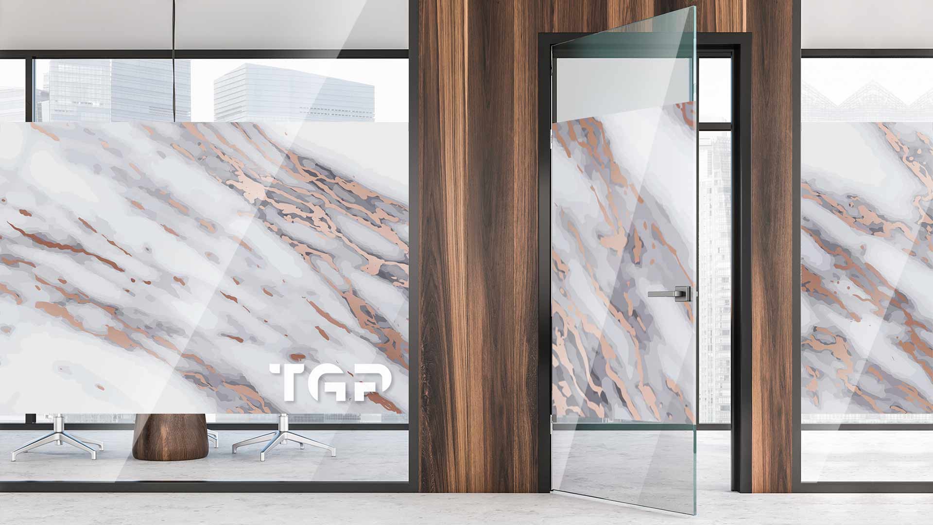 MRB030 Office printed glass wall partition