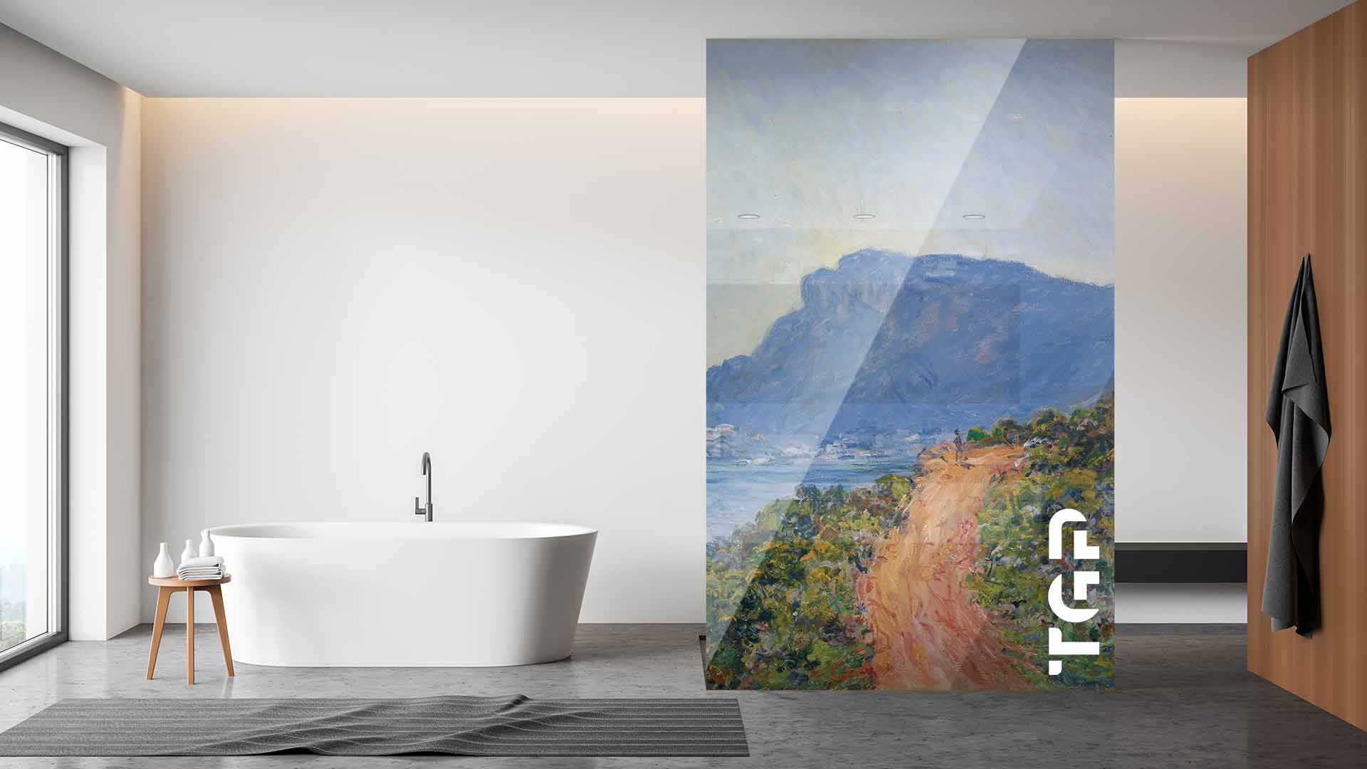 MTP009 Printed glass shower screen
