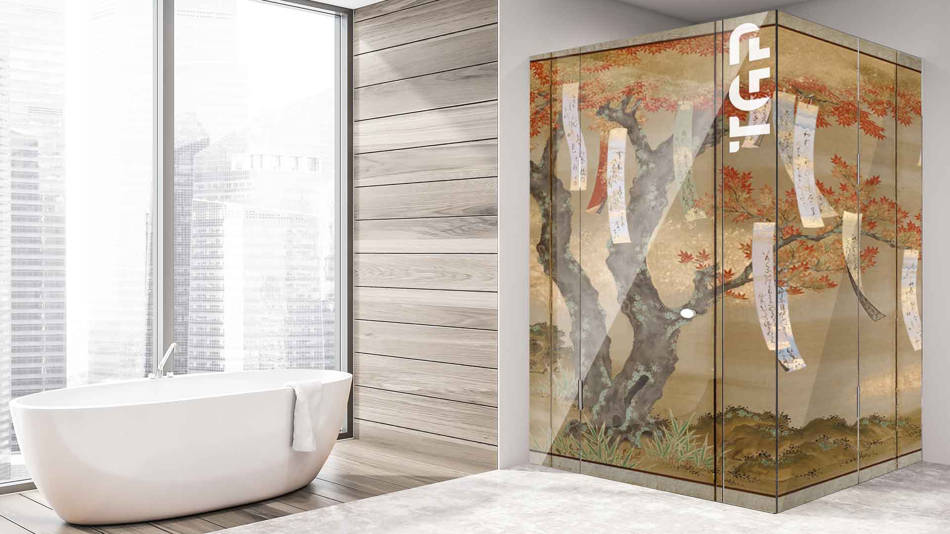 MTP010 printed glass shower enclosure