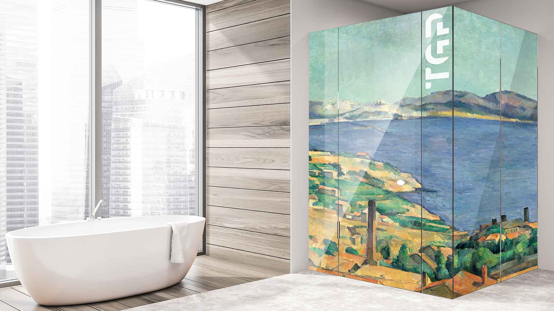 MTP013 printed glass shower enclosure