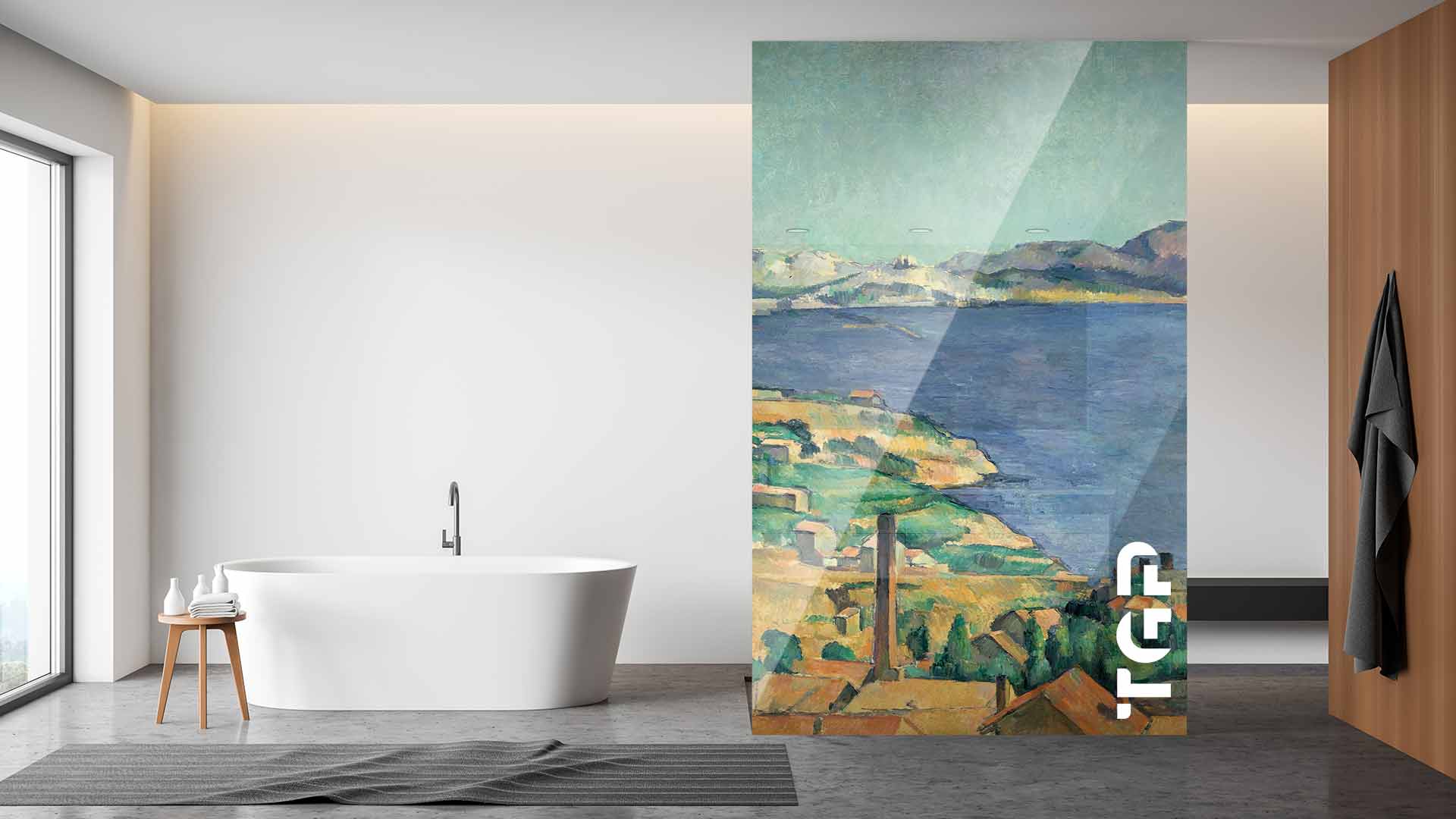 MTP013 Printed glass shower screen