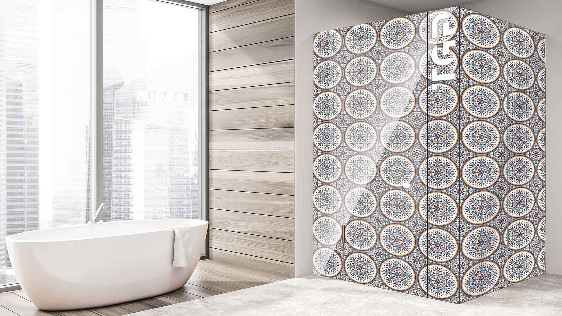 PRC001 printed glass shower enclosure