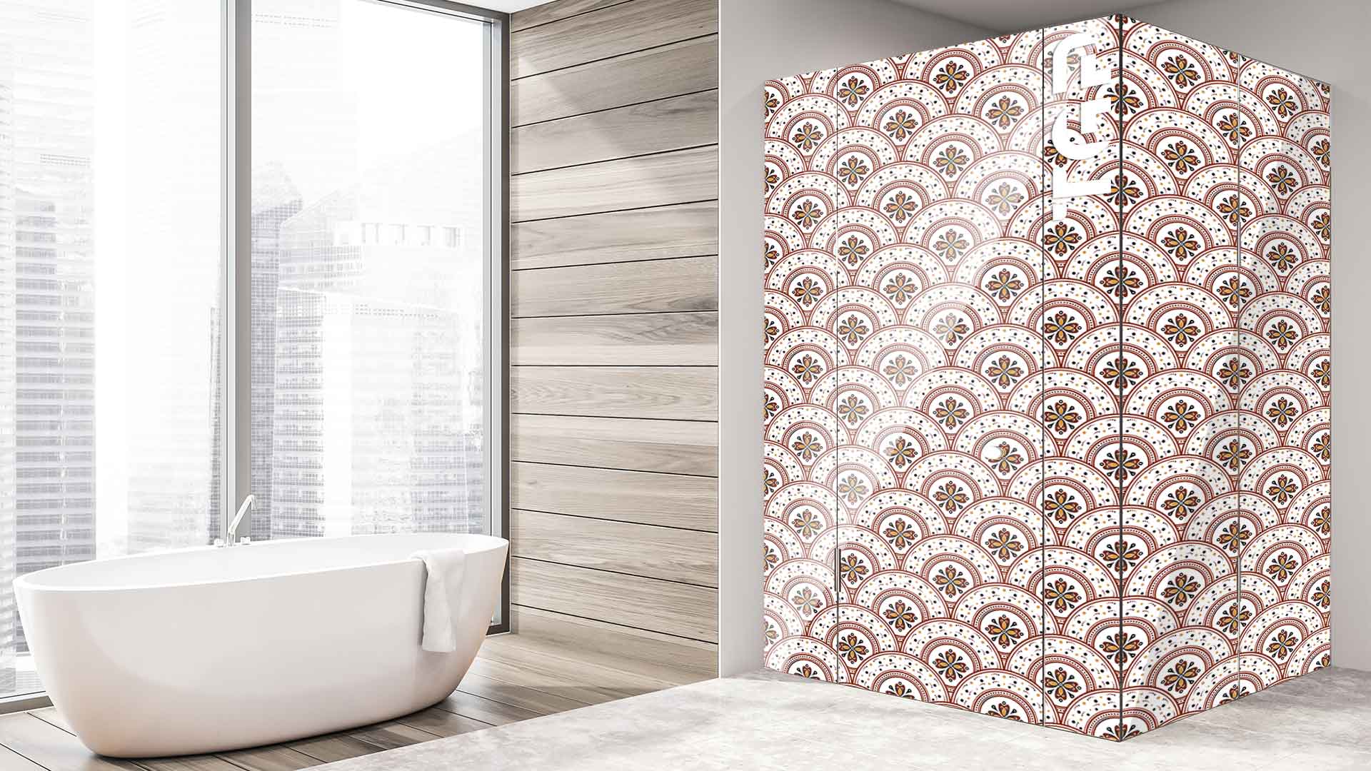 PRC002 printed glass shower enclosure