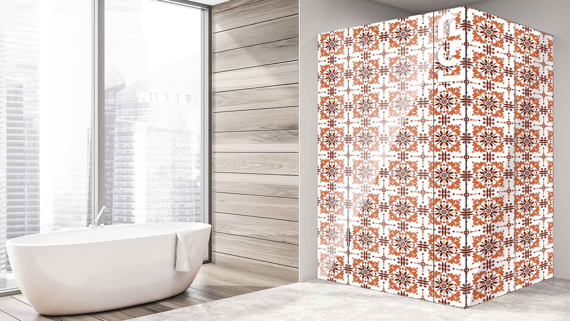 PRC004 printed glass shower enclosure