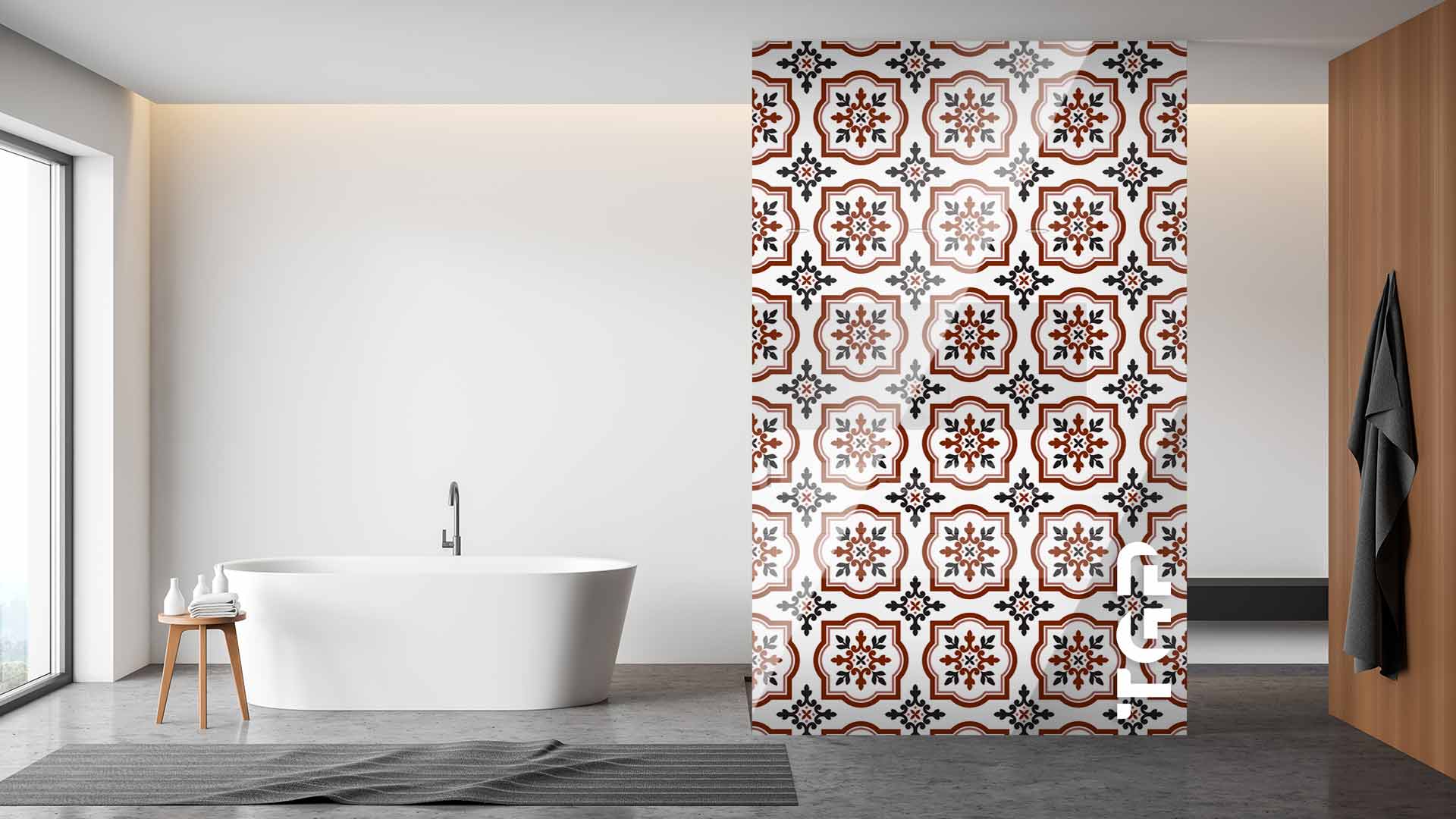 PRC006 Printed glass shower screen