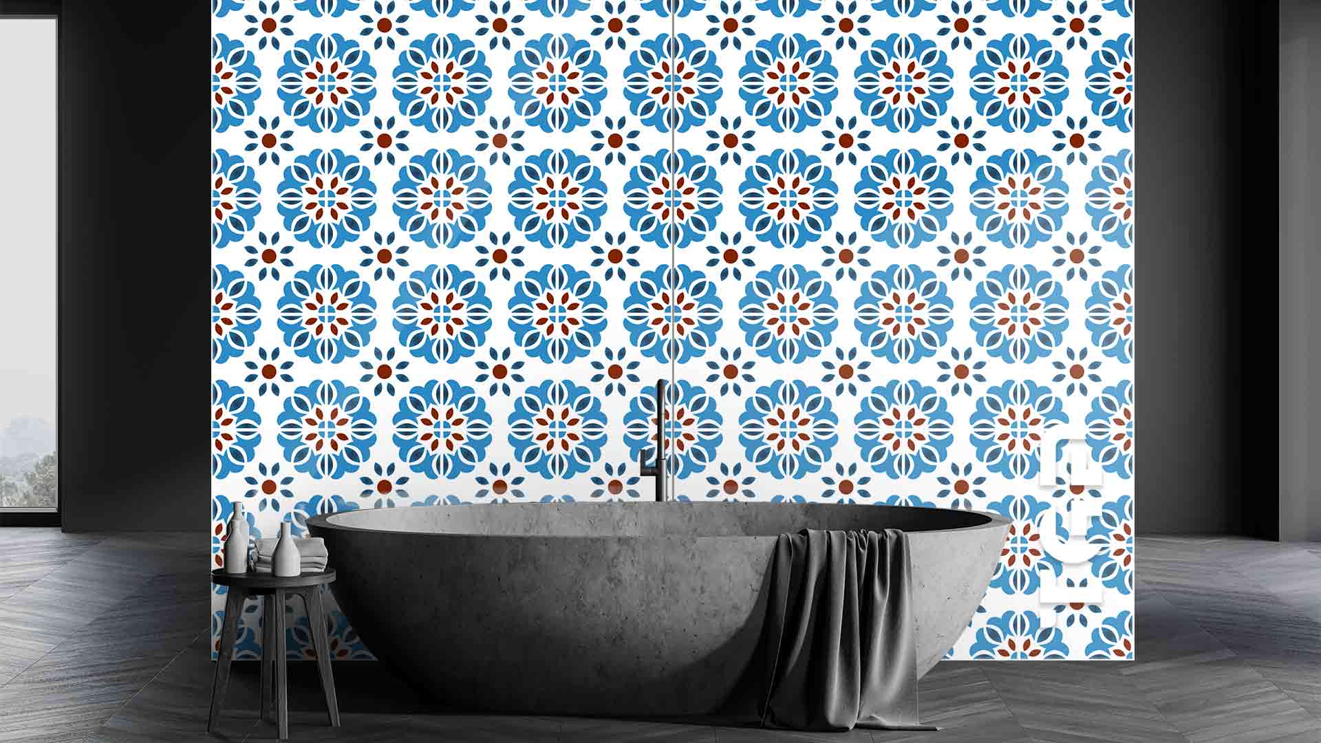 PRC007 Printed glass shower splashback
