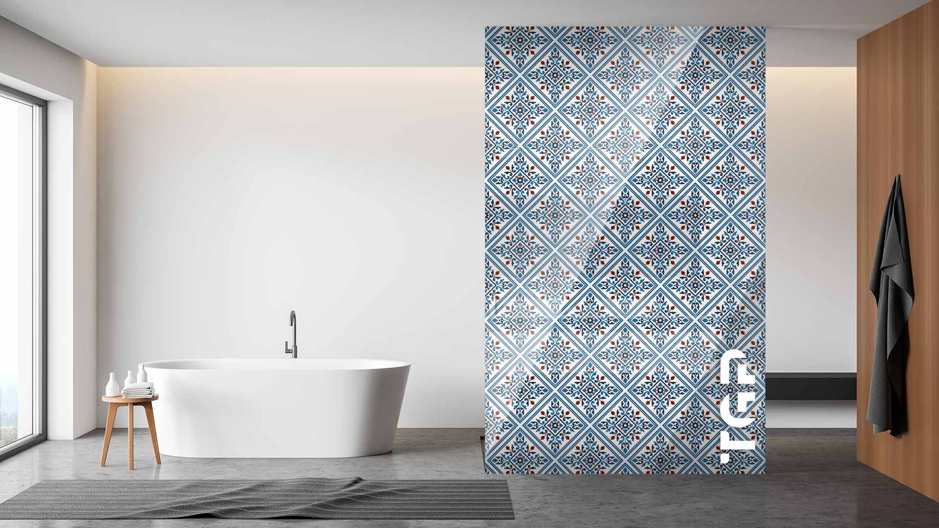 PRC008 Printed glass shower screen