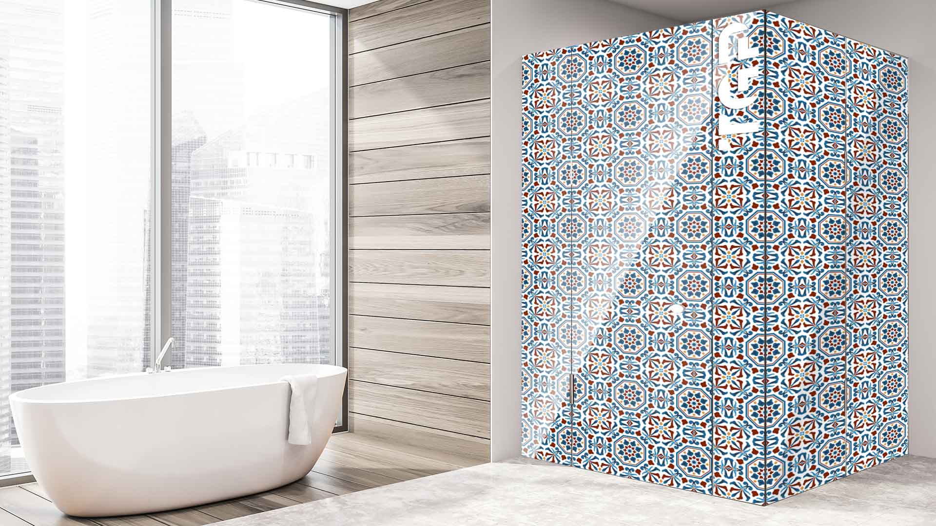 PRC010 printed glass shower enclosure