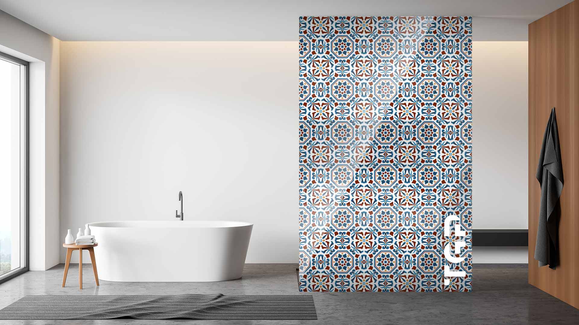 PRC010 Printed glass shower screen