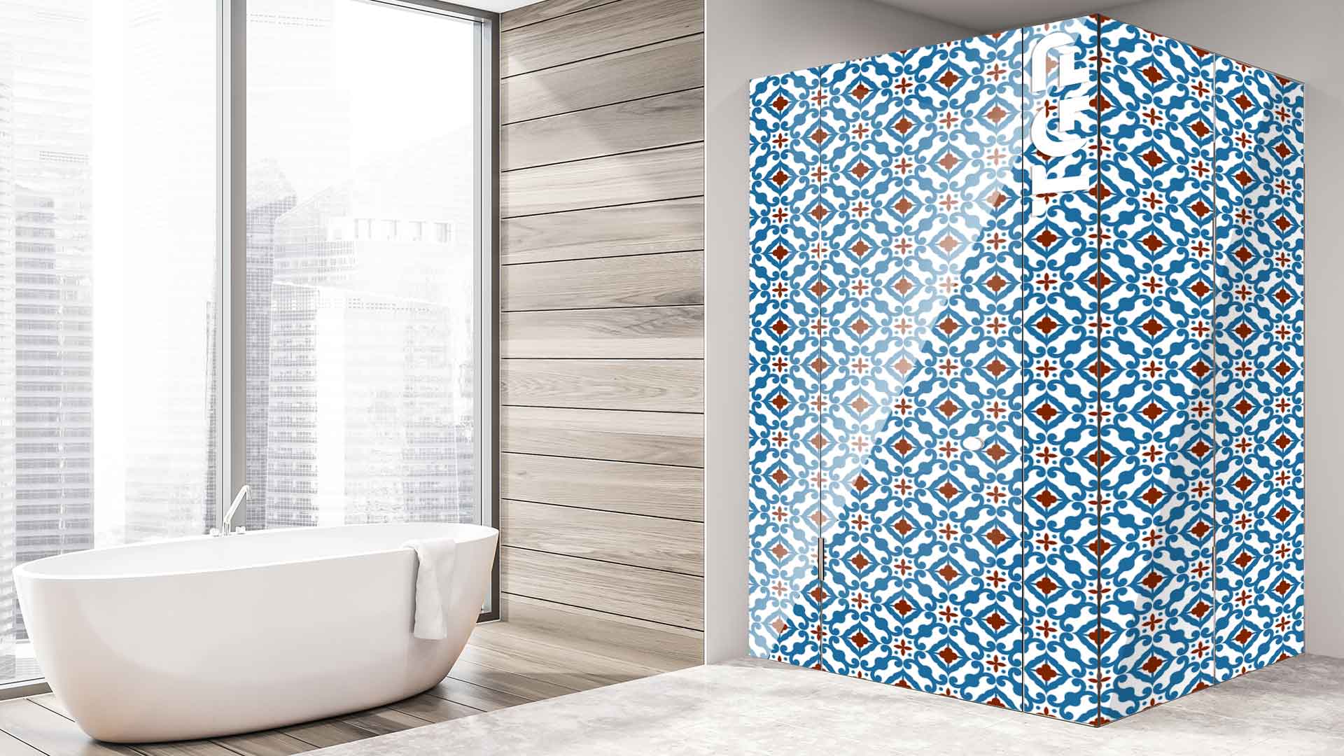 PRC011 printed glass shower enclosure