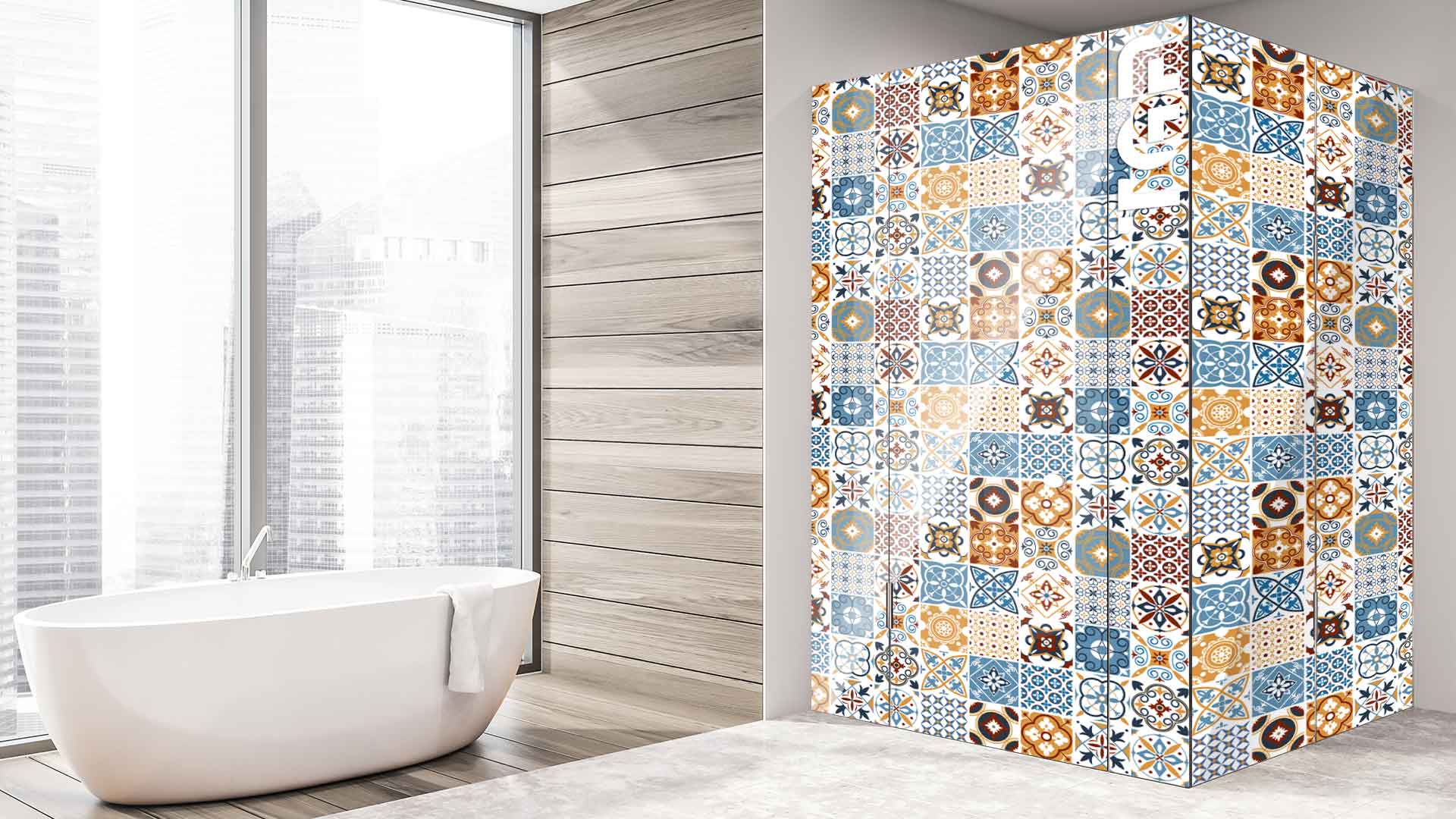 PRC015 printed glass shower enclosure