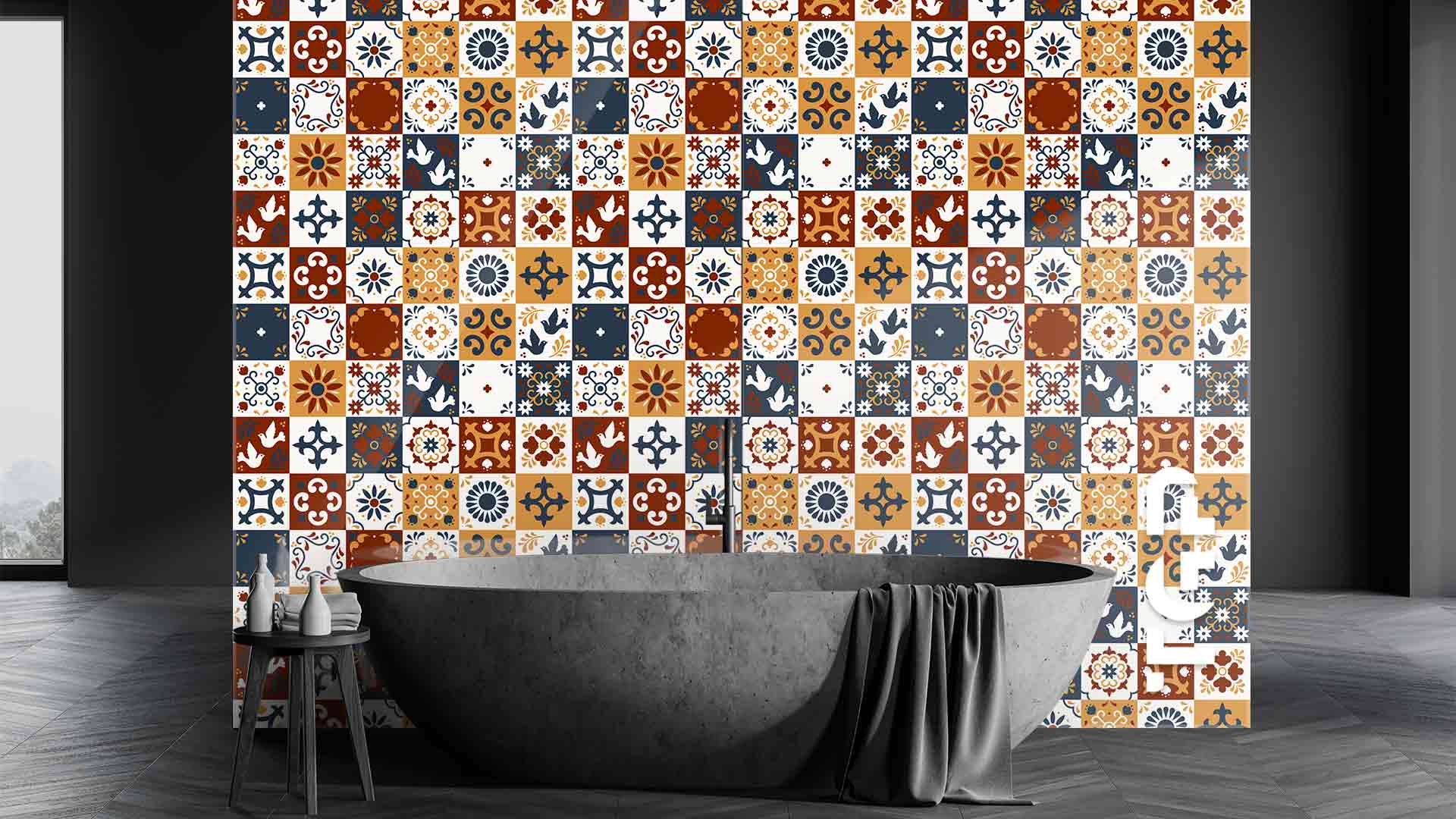 PRC016 Printed glass shower splashback