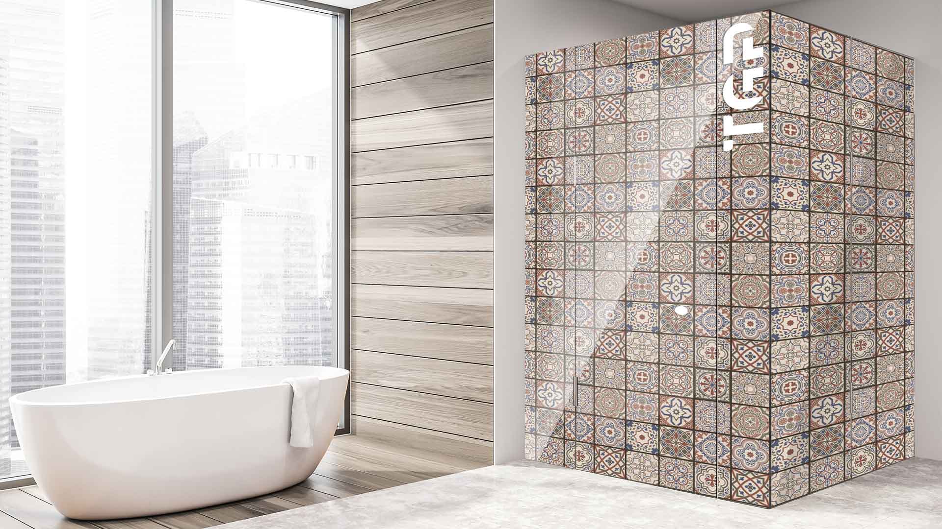 PRC018 printed glass shower enclosure