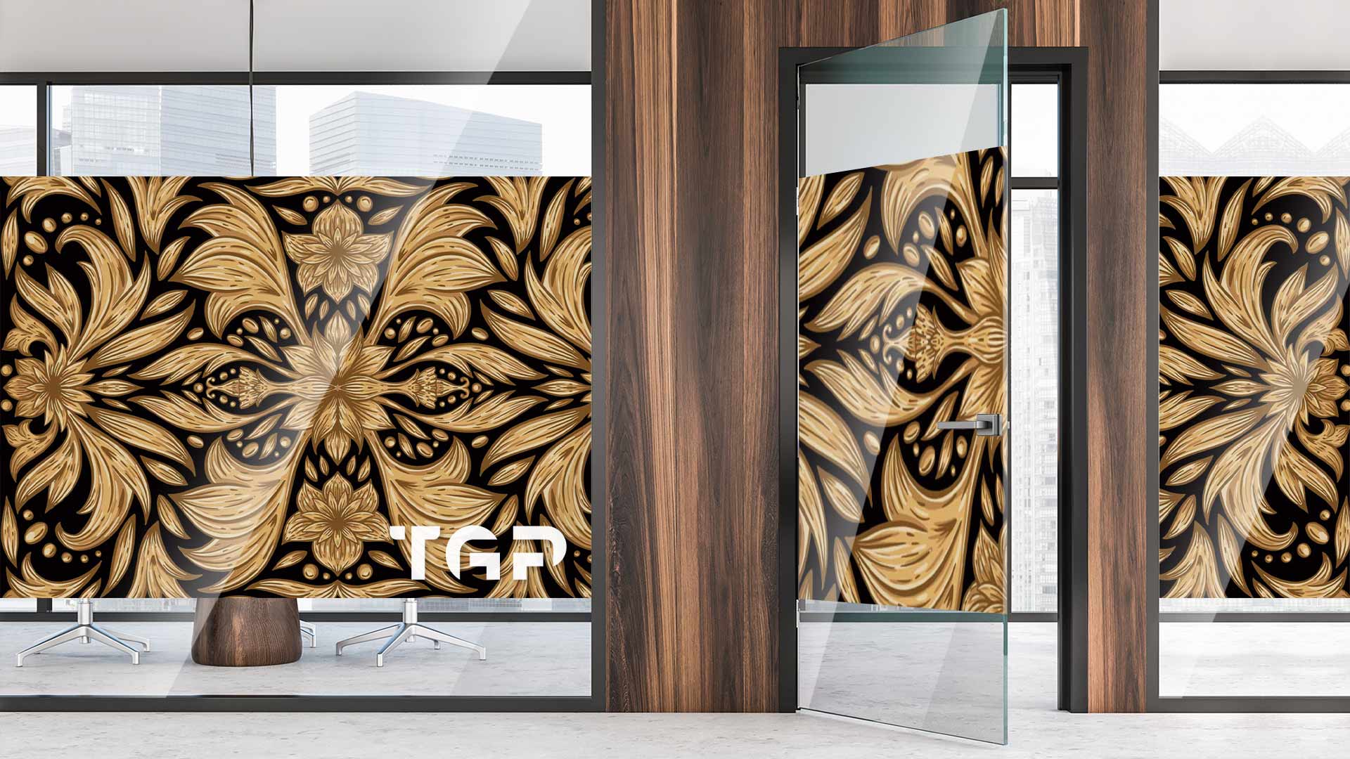 PRM002 Office printed glass wall partition