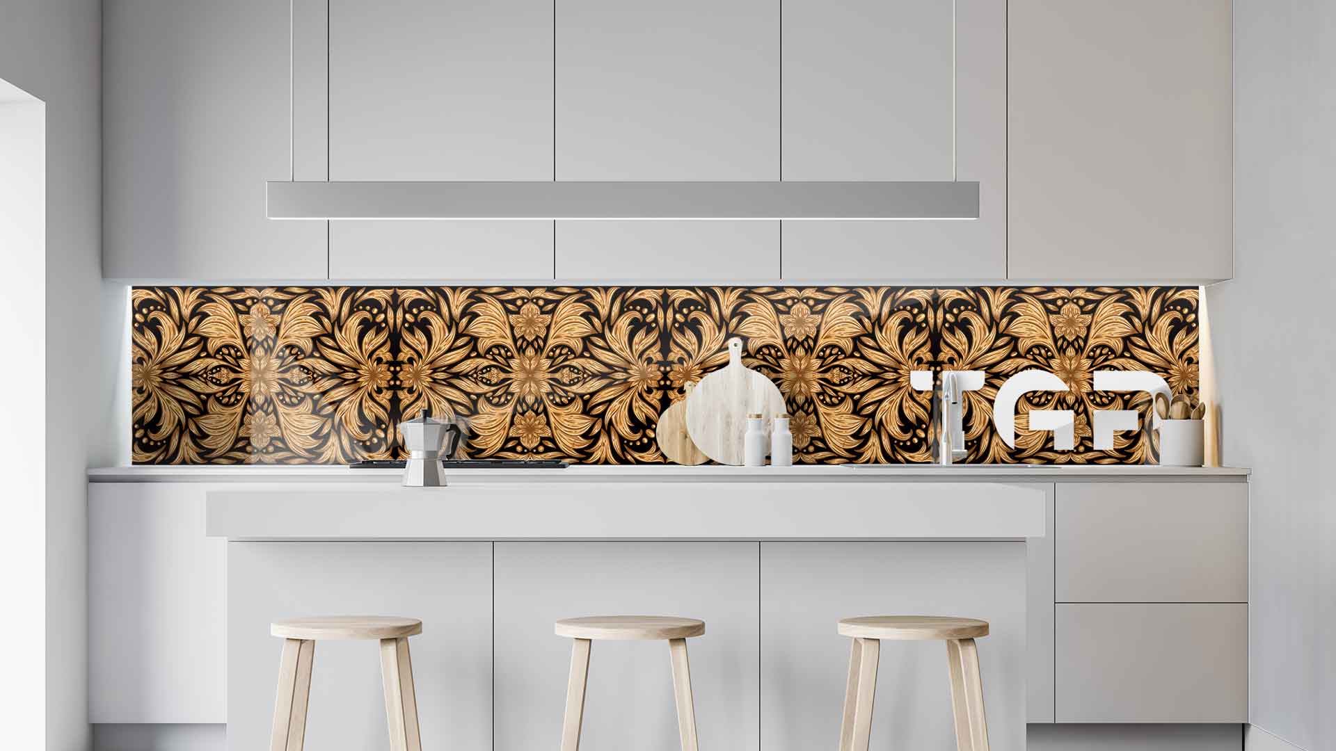 PRM002 kitchen printed glass countertop