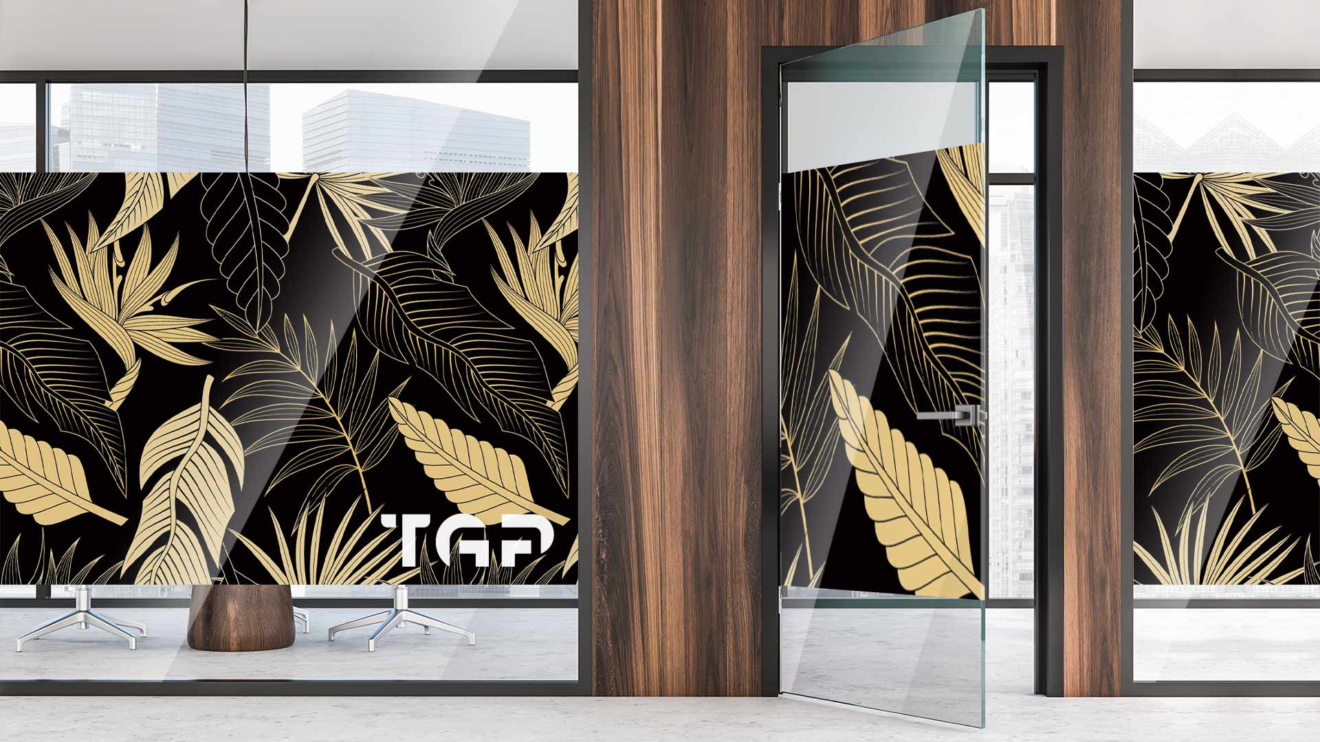 PRM003 Office printed glass wall partition