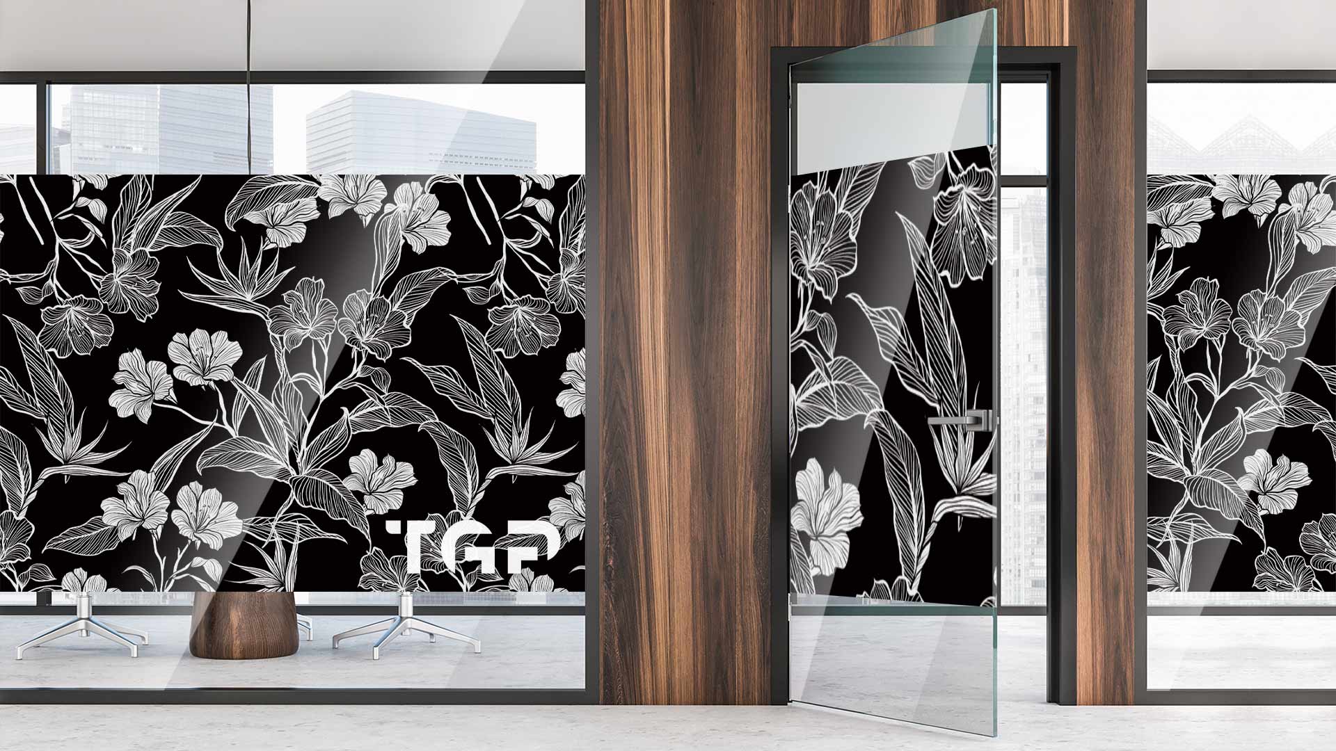 PRM004 Office printed glass wall partition