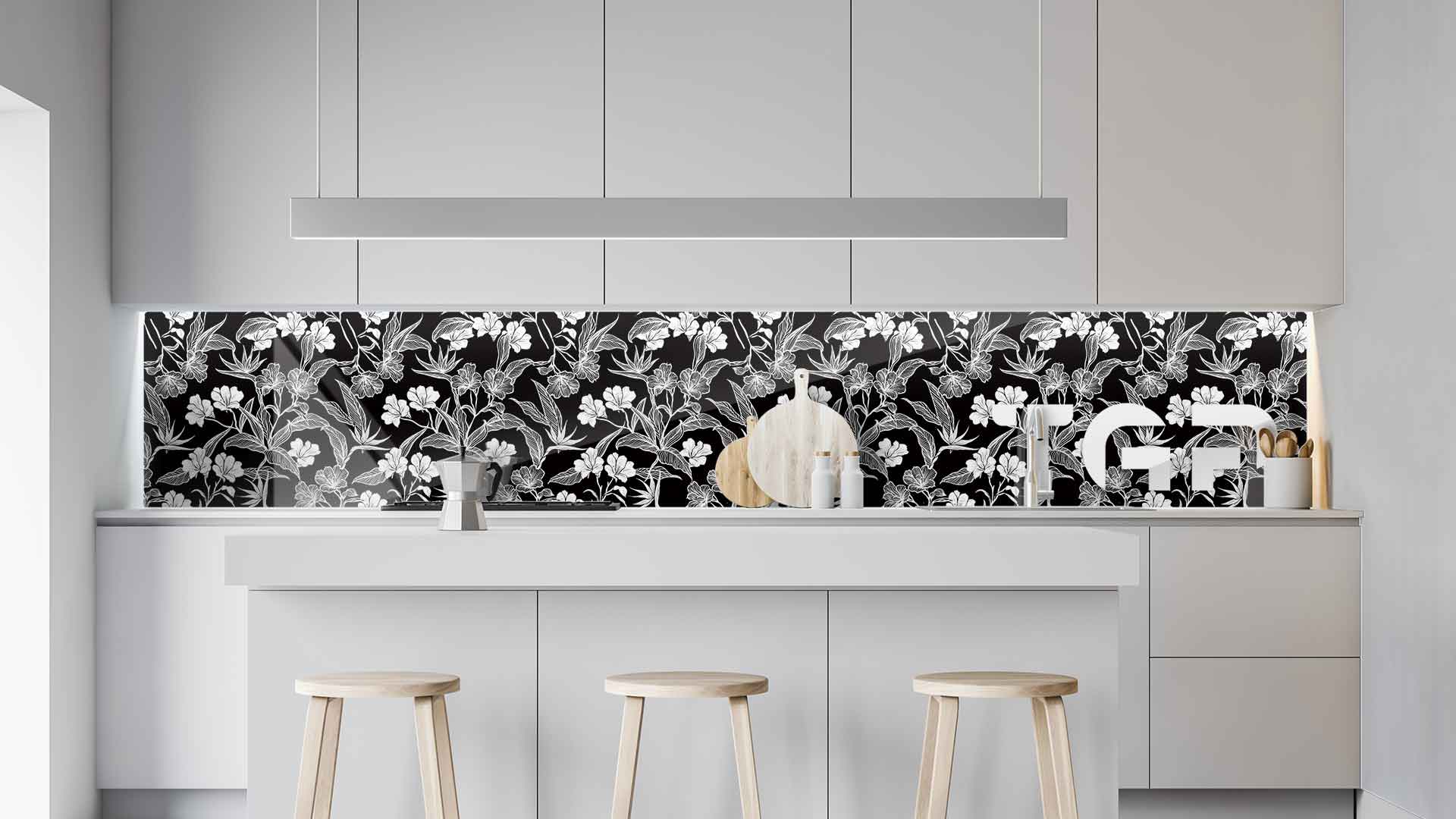 PRM004 kitchen printed glass countertop