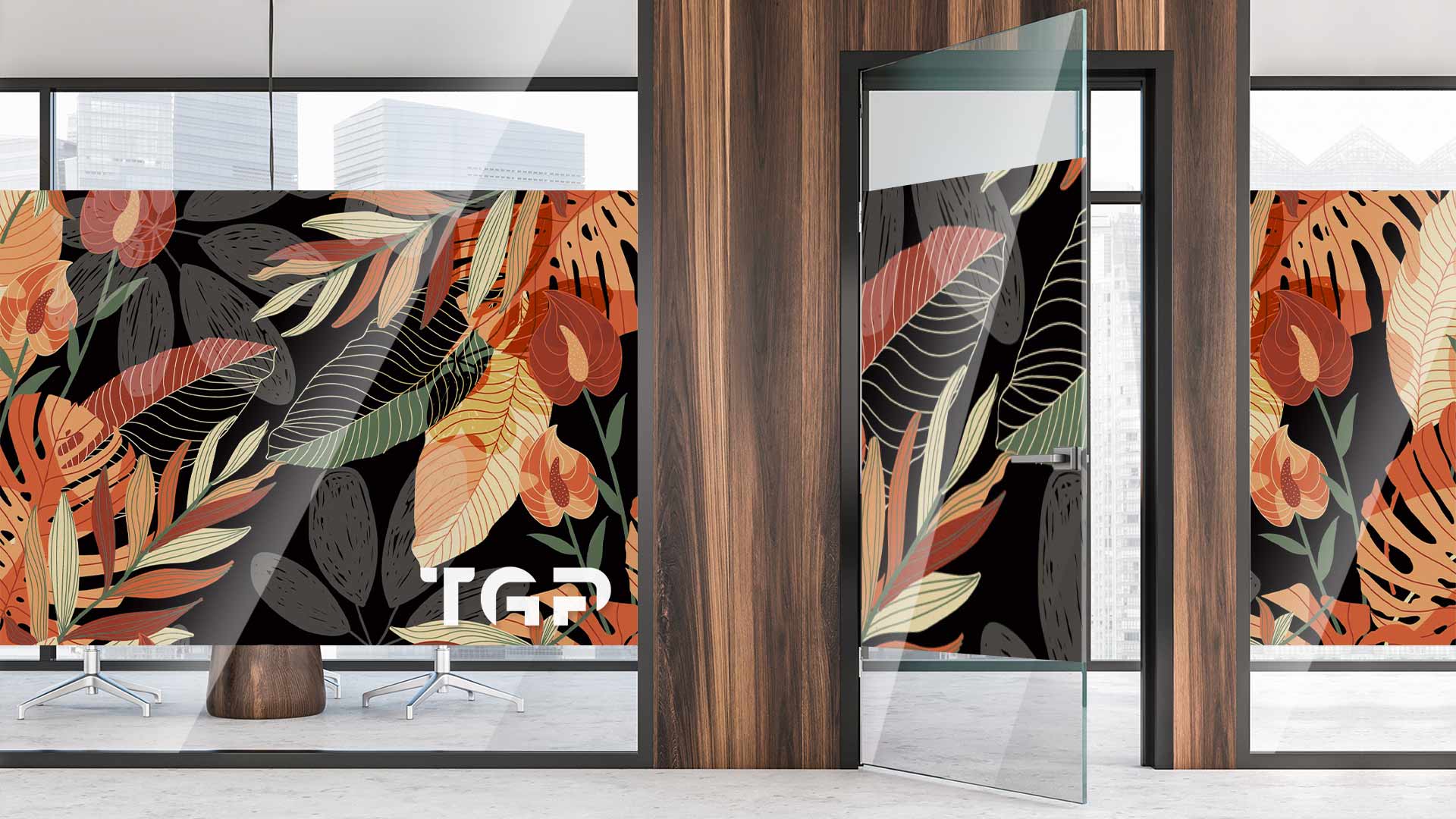 PRM006 Office printed glass wall partition