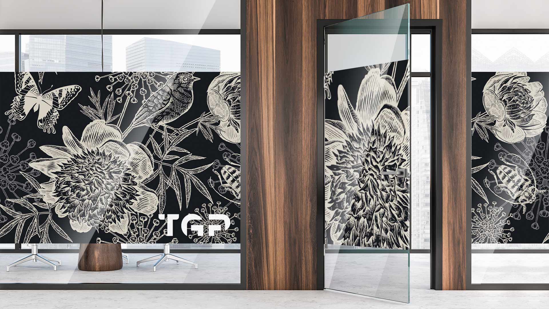 PRM007 Office printed glass wall partition