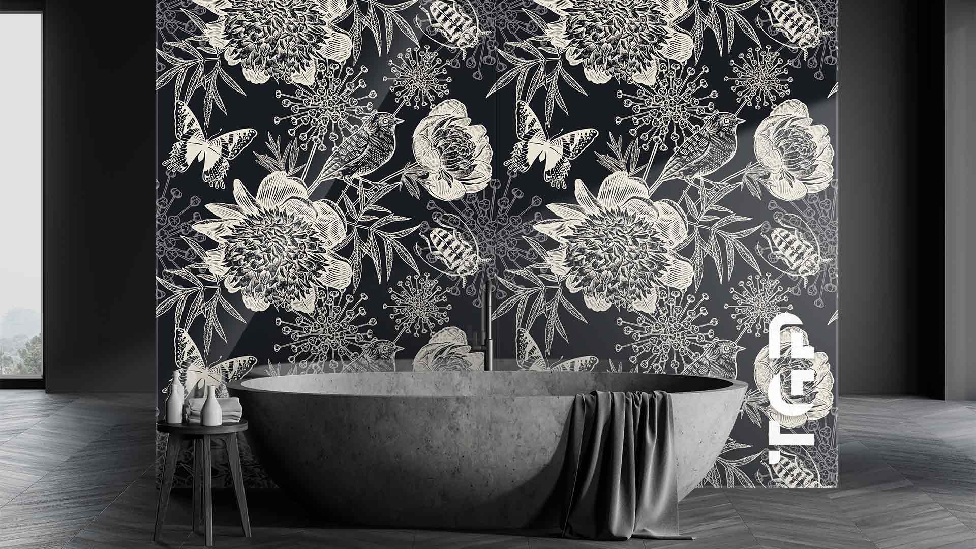 PRM007 Printed glass shower splashback