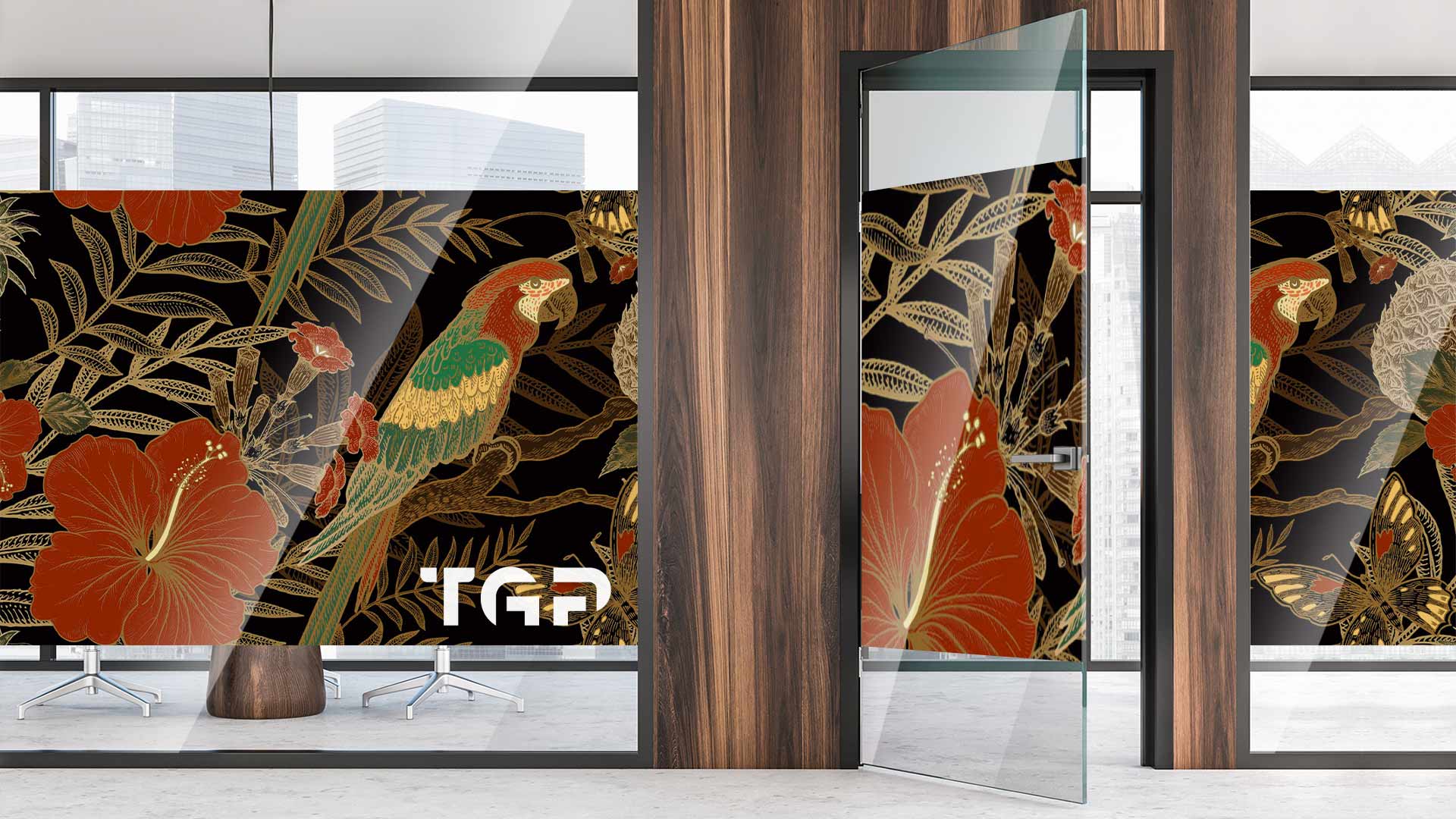 PRM008 Office printed glass wall partition