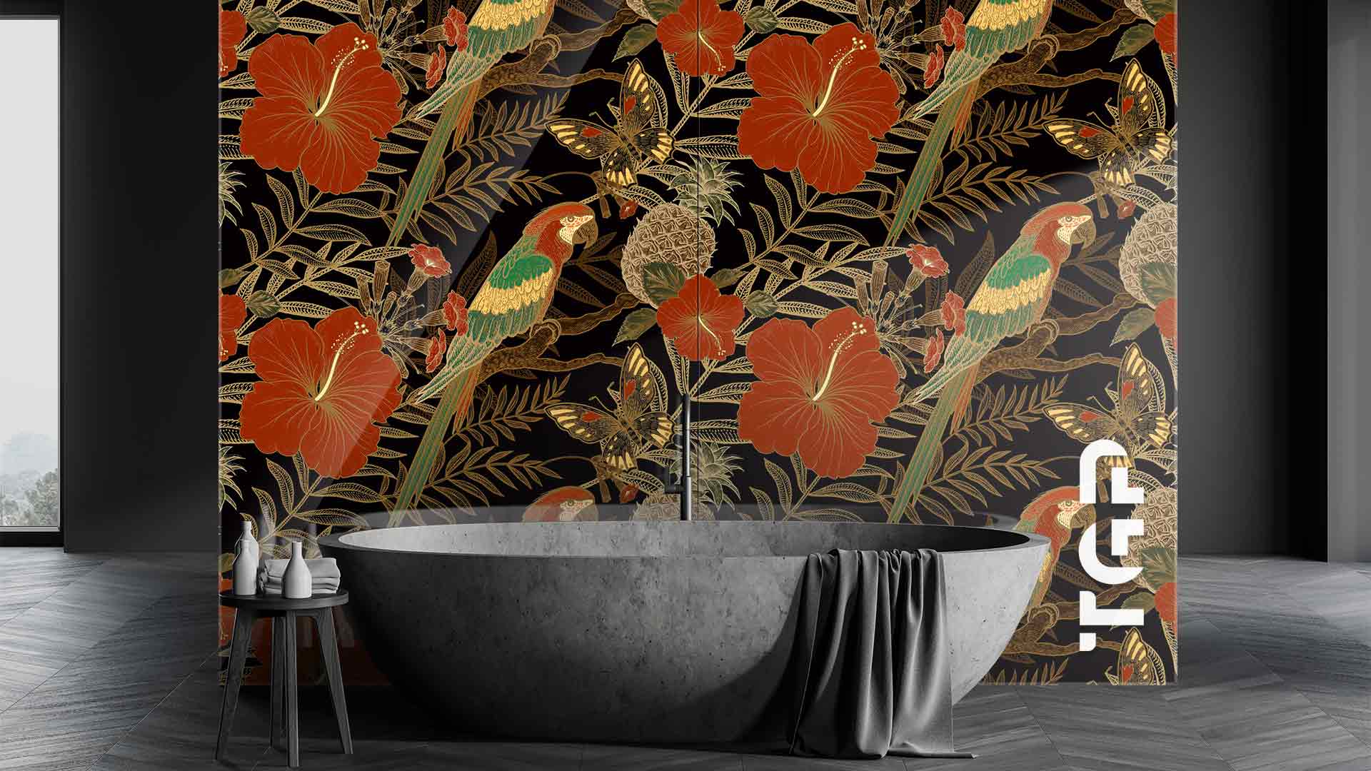 PRM008 Printed glass shower splashback