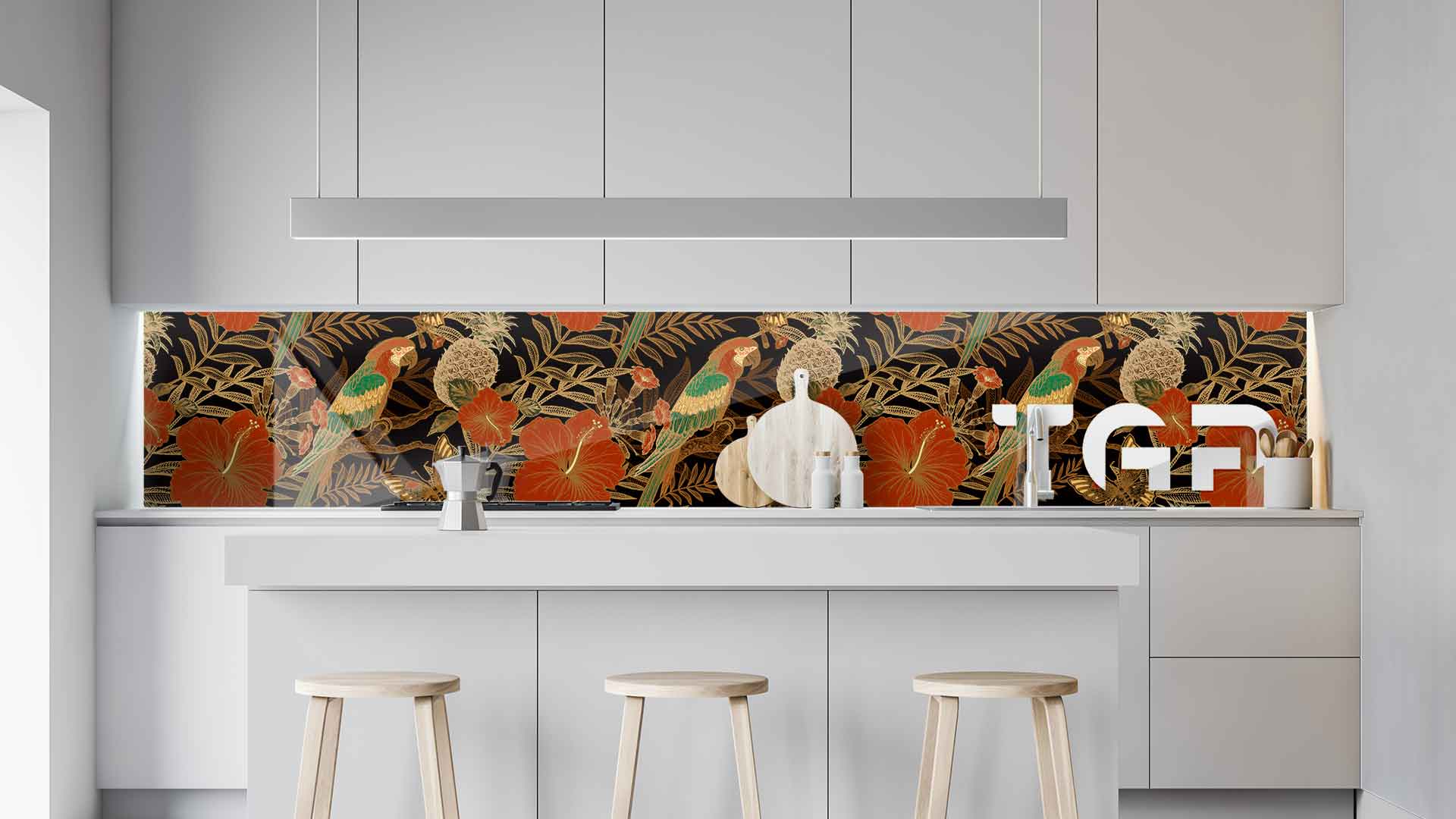 PRM008 kitchen printed glass countertop
