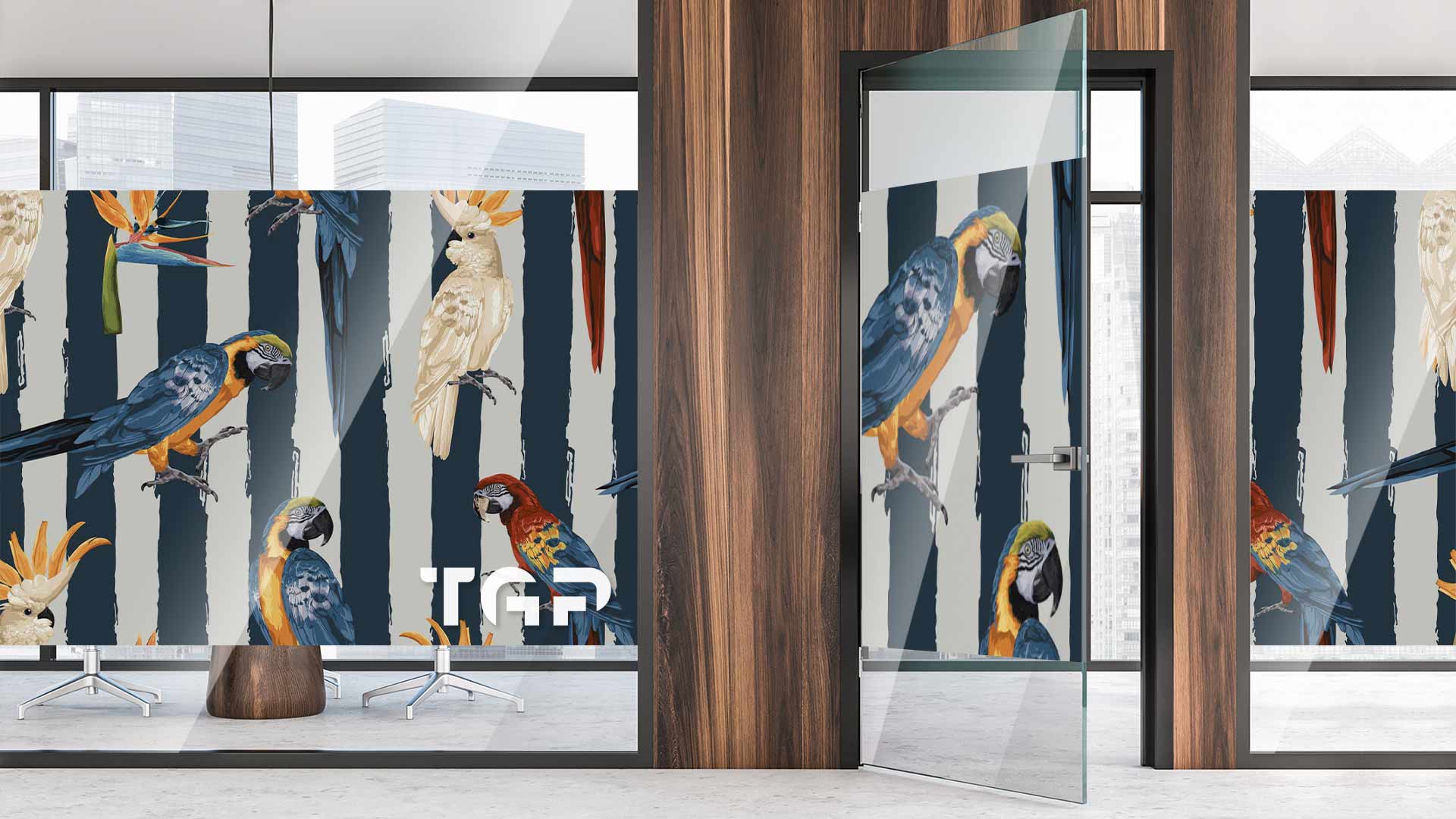 PRM009 Office printed glass wall partition