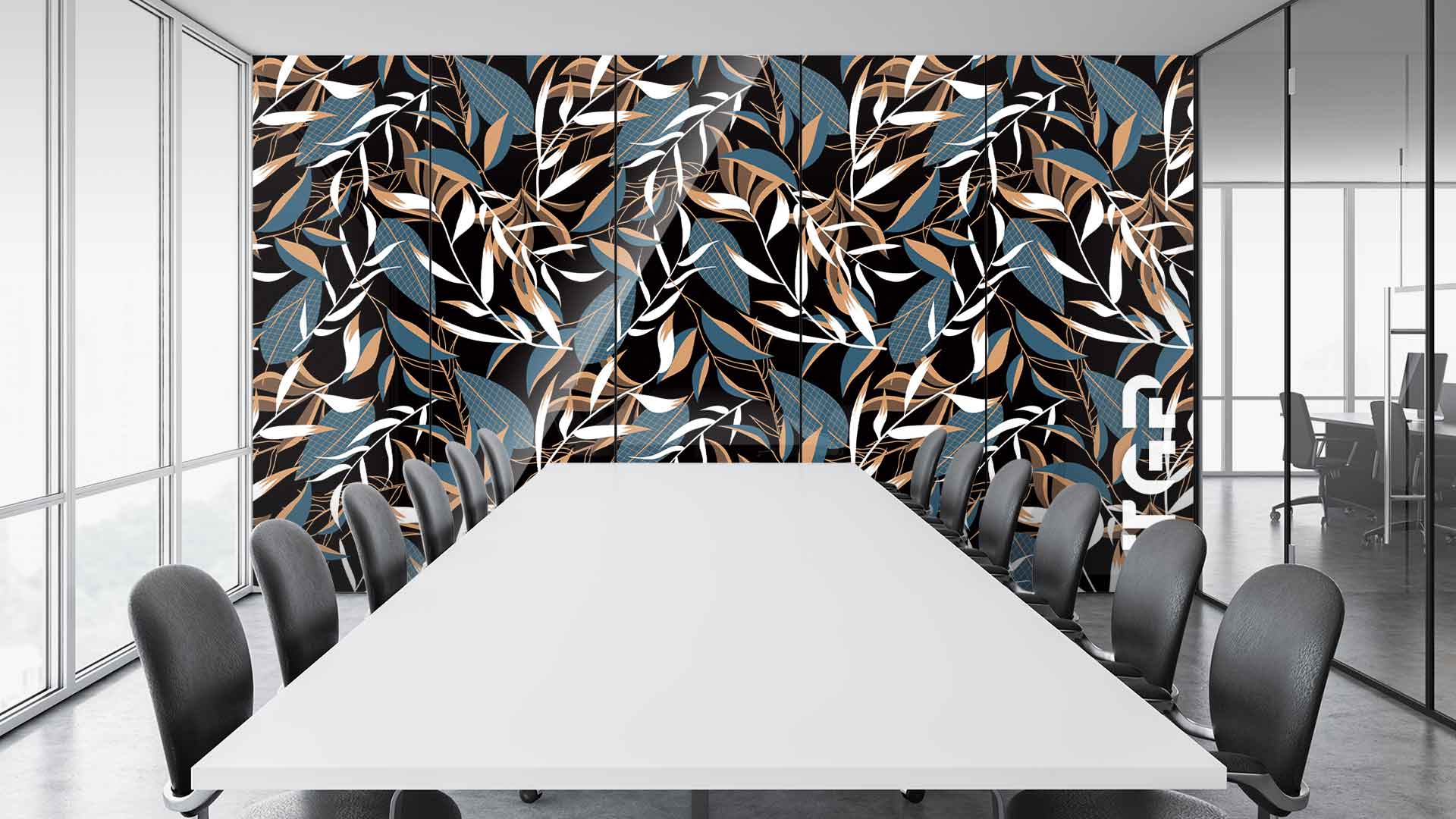 PRM010 Office printed glass wall cladding