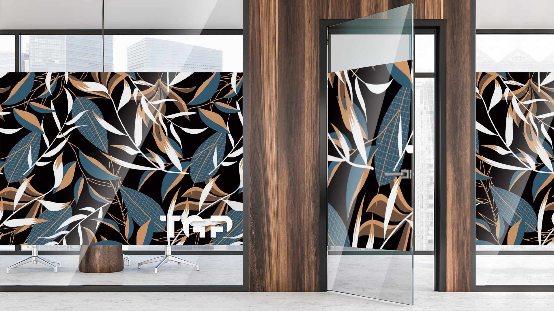 PRM010 Office printed glass wall partition