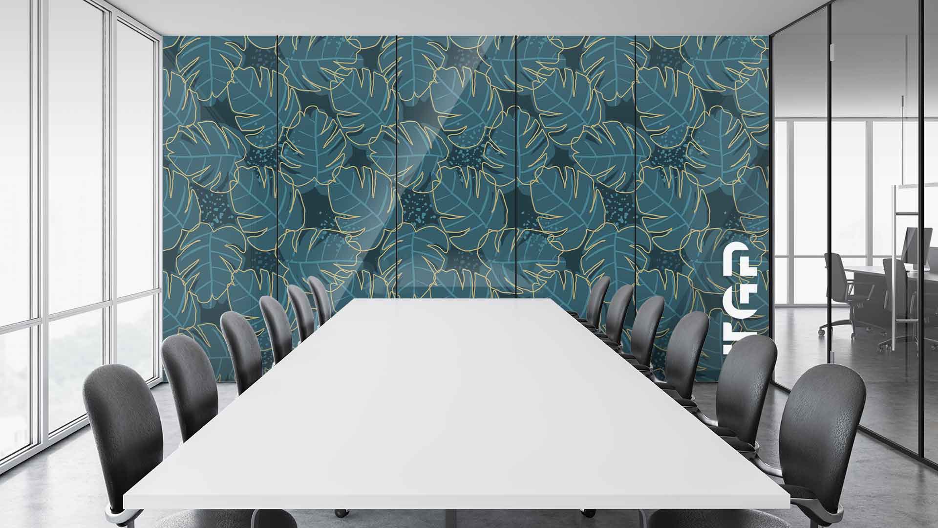 PRM014 Office printed glass wall cladding