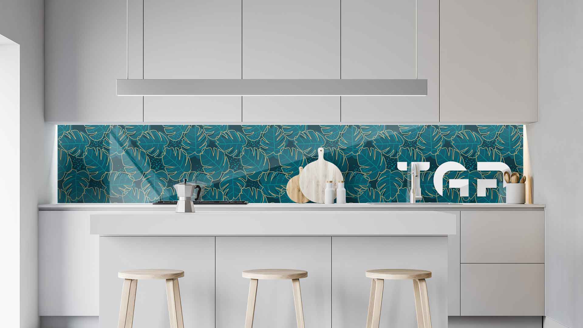 PRM014 kitchen printed glass countertop