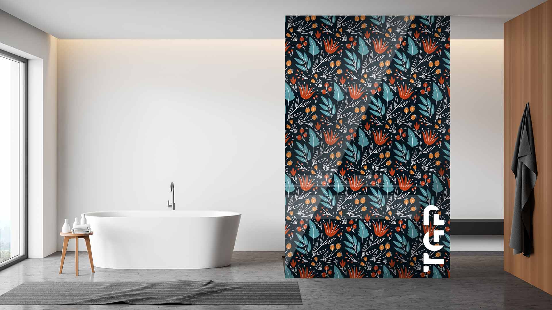PRM015 Printed glass shower screen
