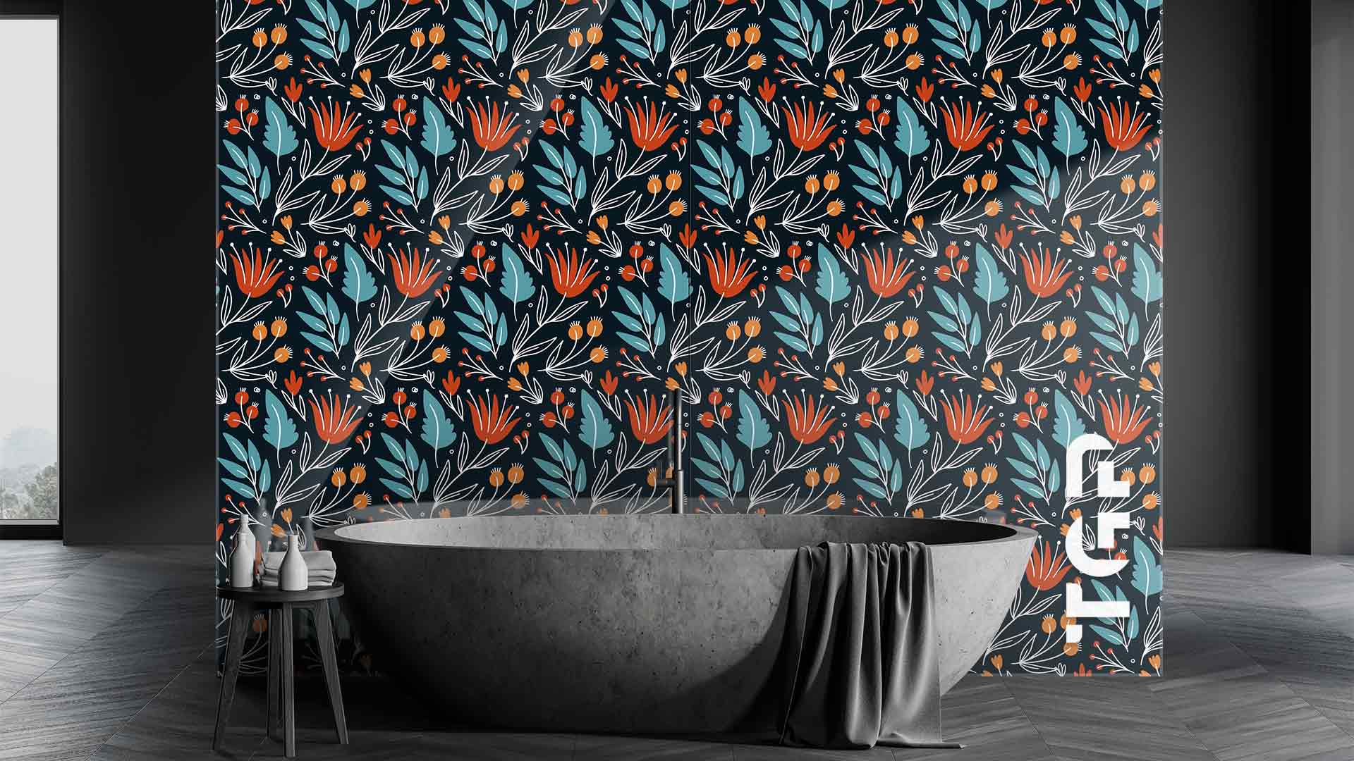 PRM015 Printed glass shower splashback