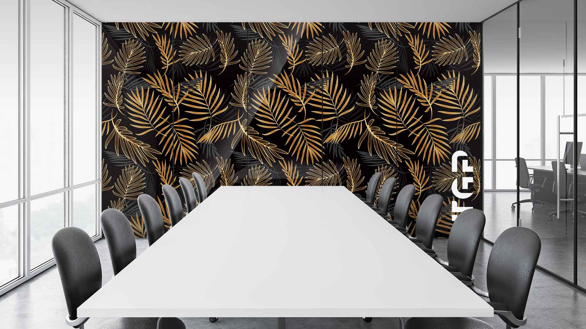 PRM016 Office printed glass wall cladding