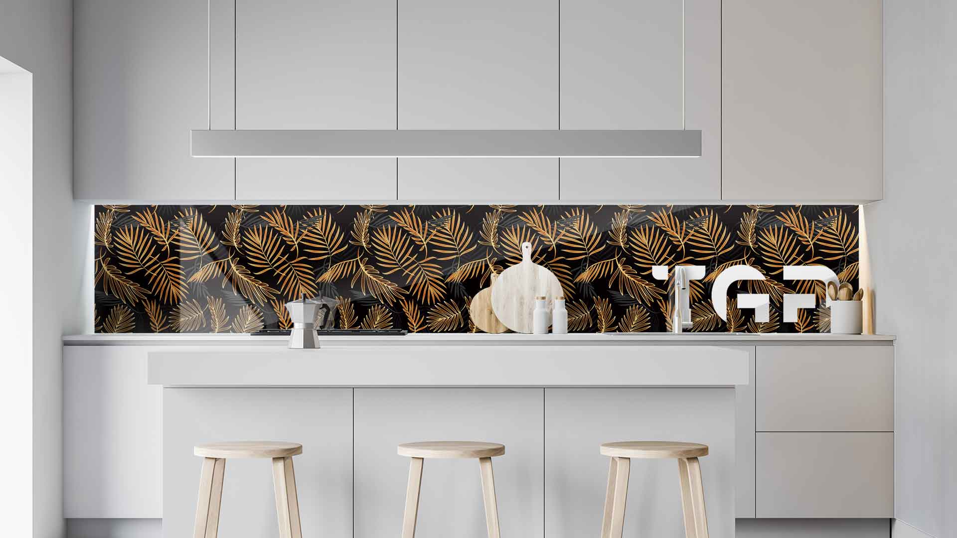 PRM016 kitchen printed glass countertop