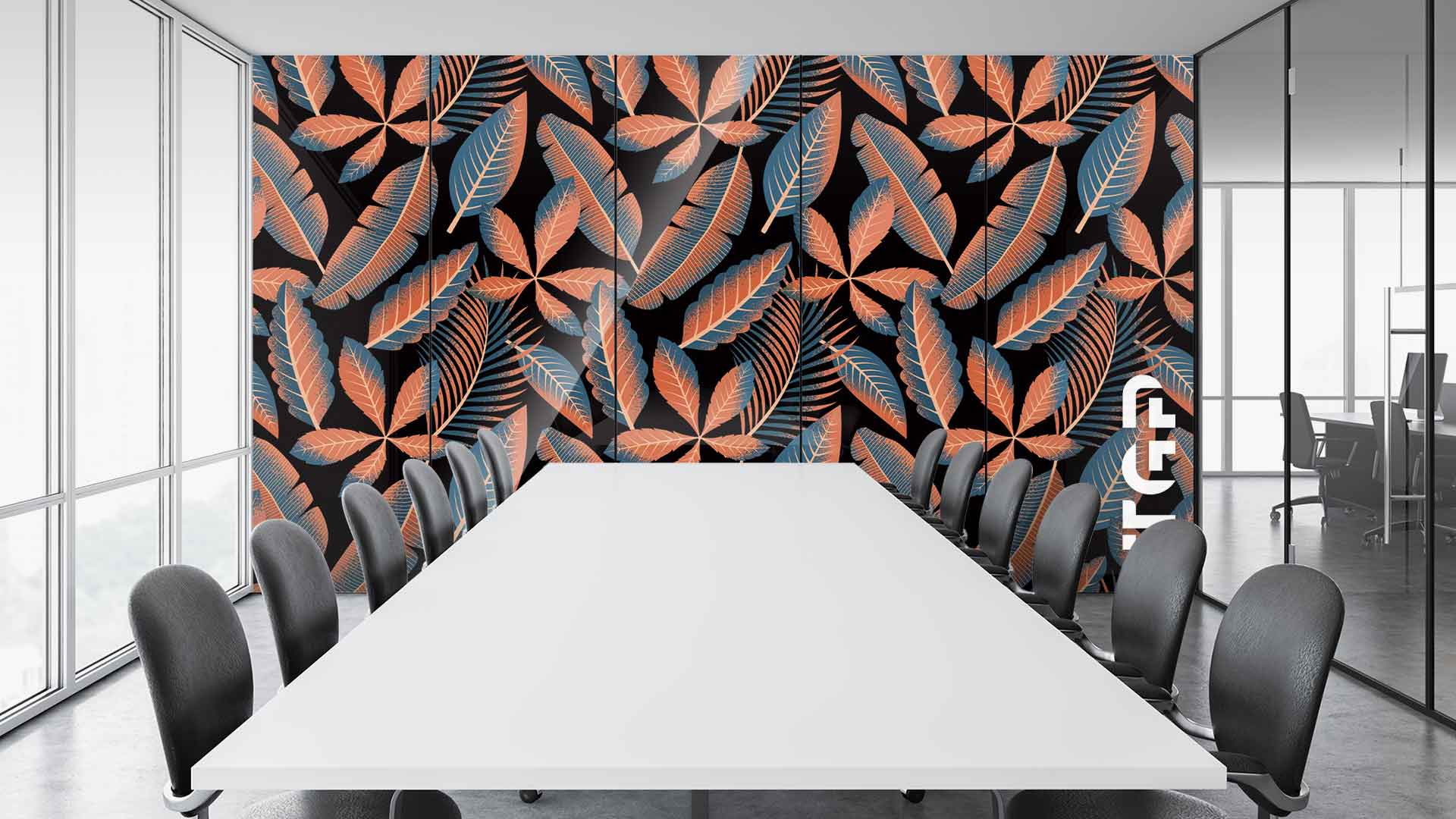 PRM018 Office printed glass wall cladding